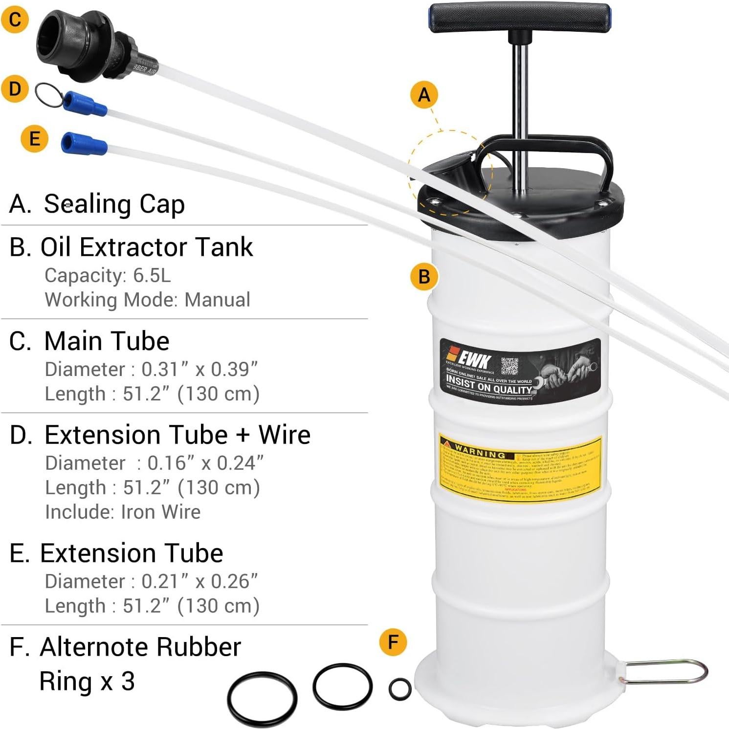 Bomba Extractora de Aceite EWK 6.5L Manual para Fluidos