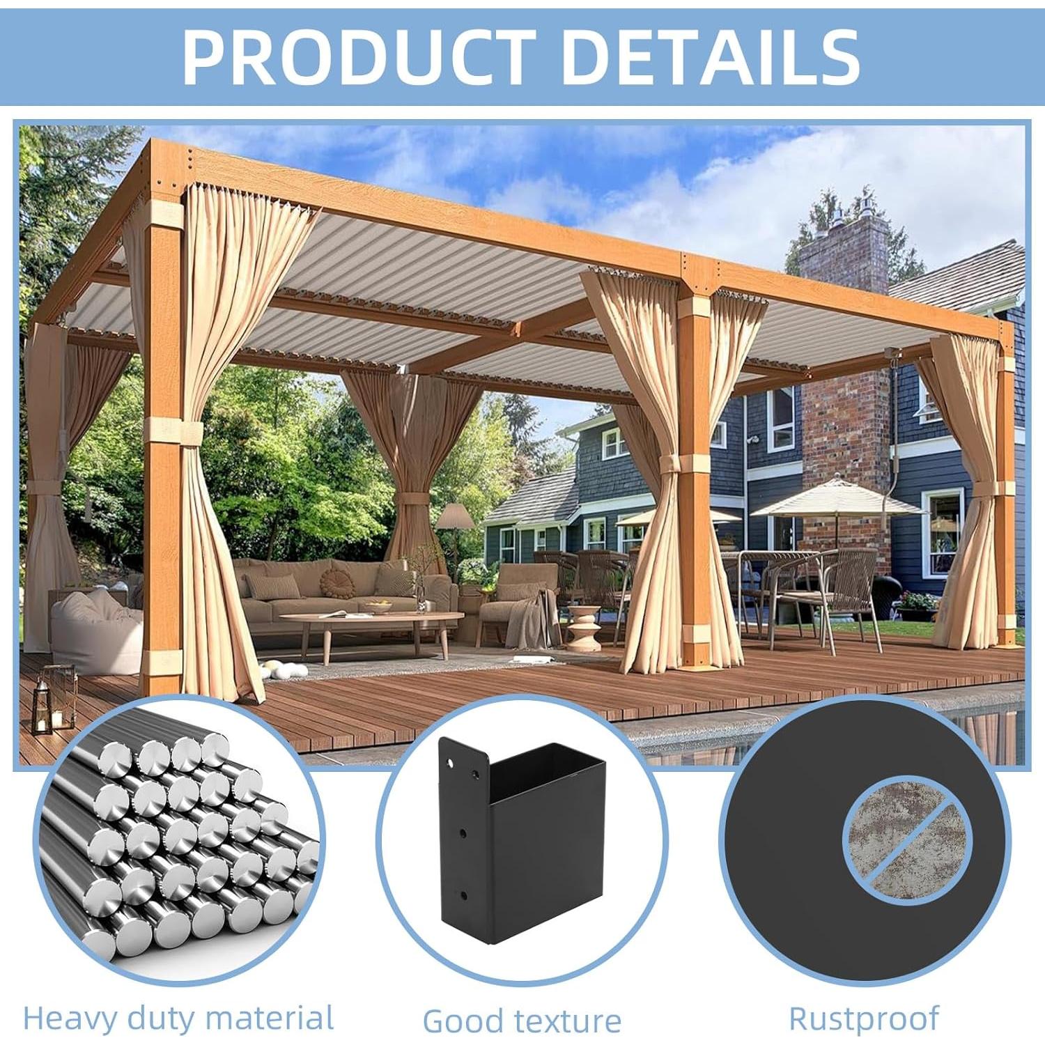 Soporte de Techo para Pérgola Rasugarlary 2x4 - 4 Pcs Acero