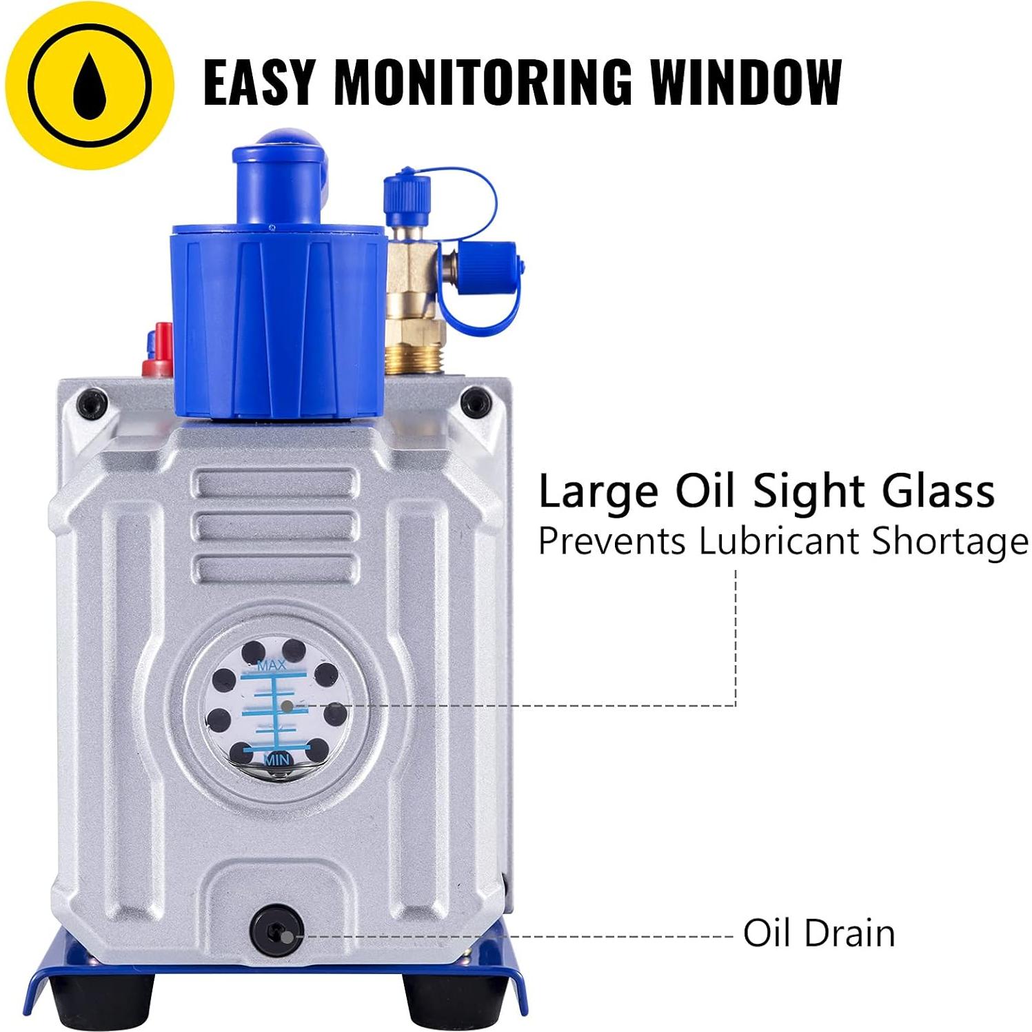 Bomba de Vacío VEVOR 12 CFM Doble Etapa 110V HVAC