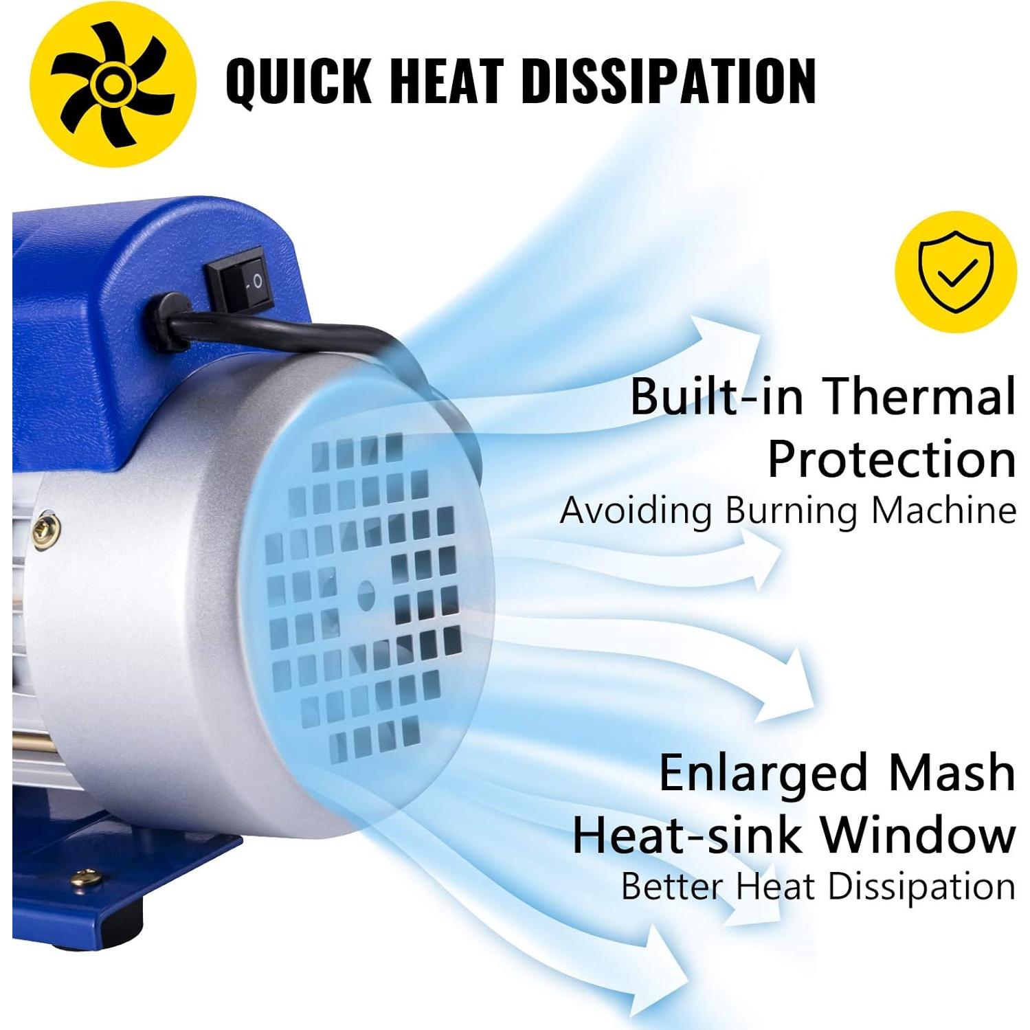 Bomba de Vacío VEVOR 12 CFM Doble Etapa 110V HVAC