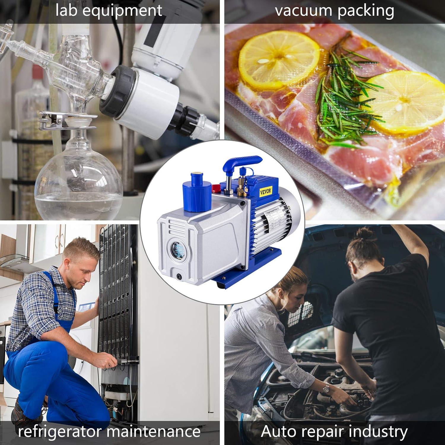 Bomba de Vacío VEVOR 12 CFM Doble Etapa 110V HVAC