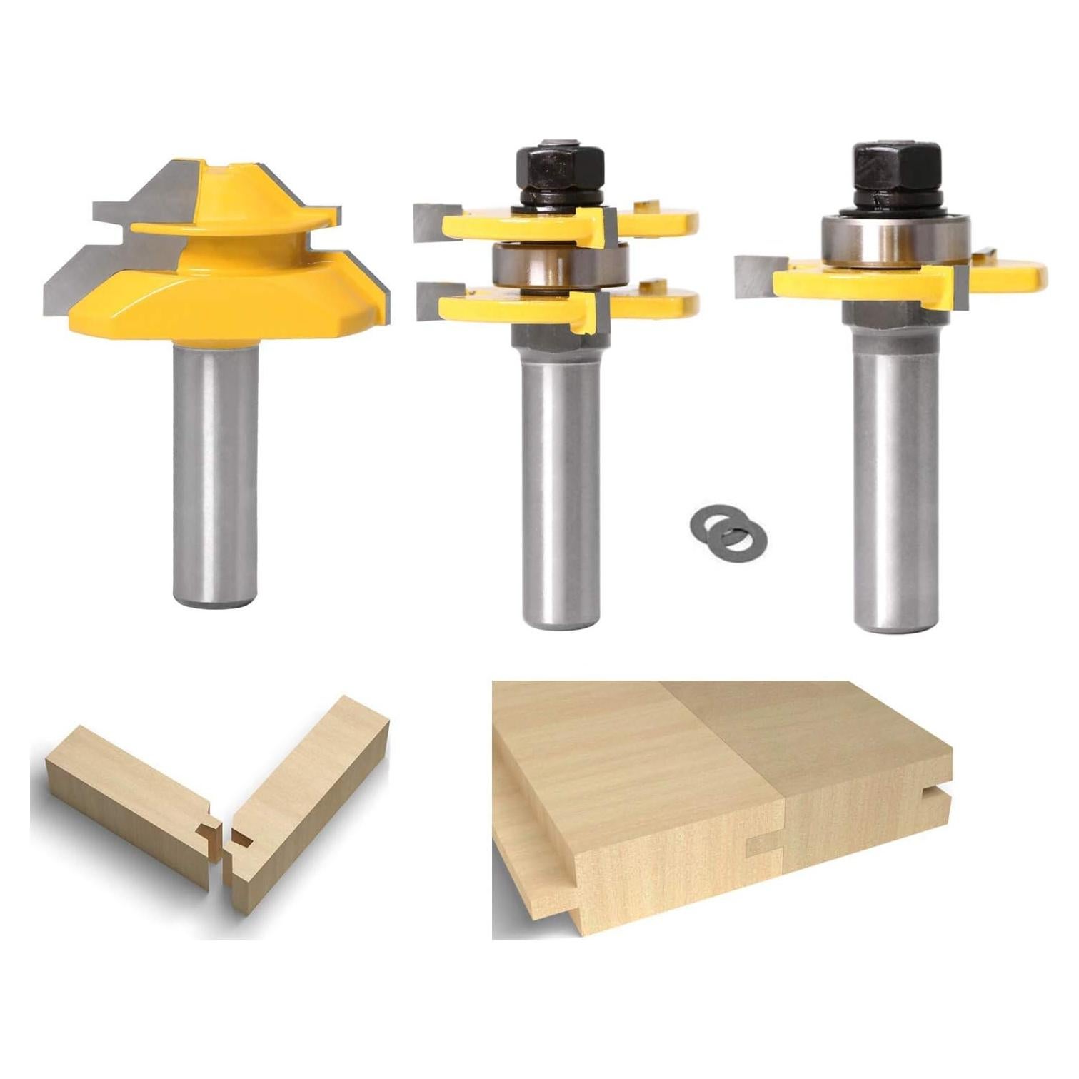 Cuchillas de Router APLUS 45 Grados + Juego de Lengüeta 2 Pzas