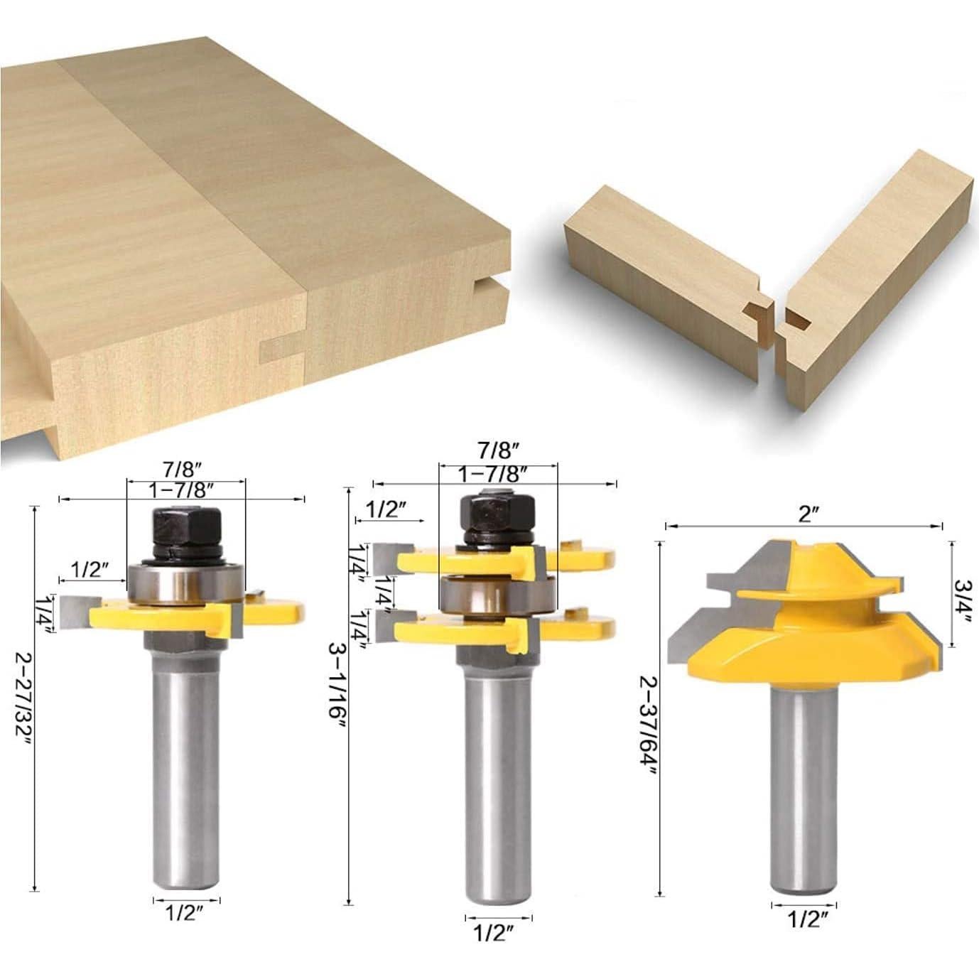 Cuchillas de Router APLUS 45 Grados + Juego de Lengüeta 2 Pzas