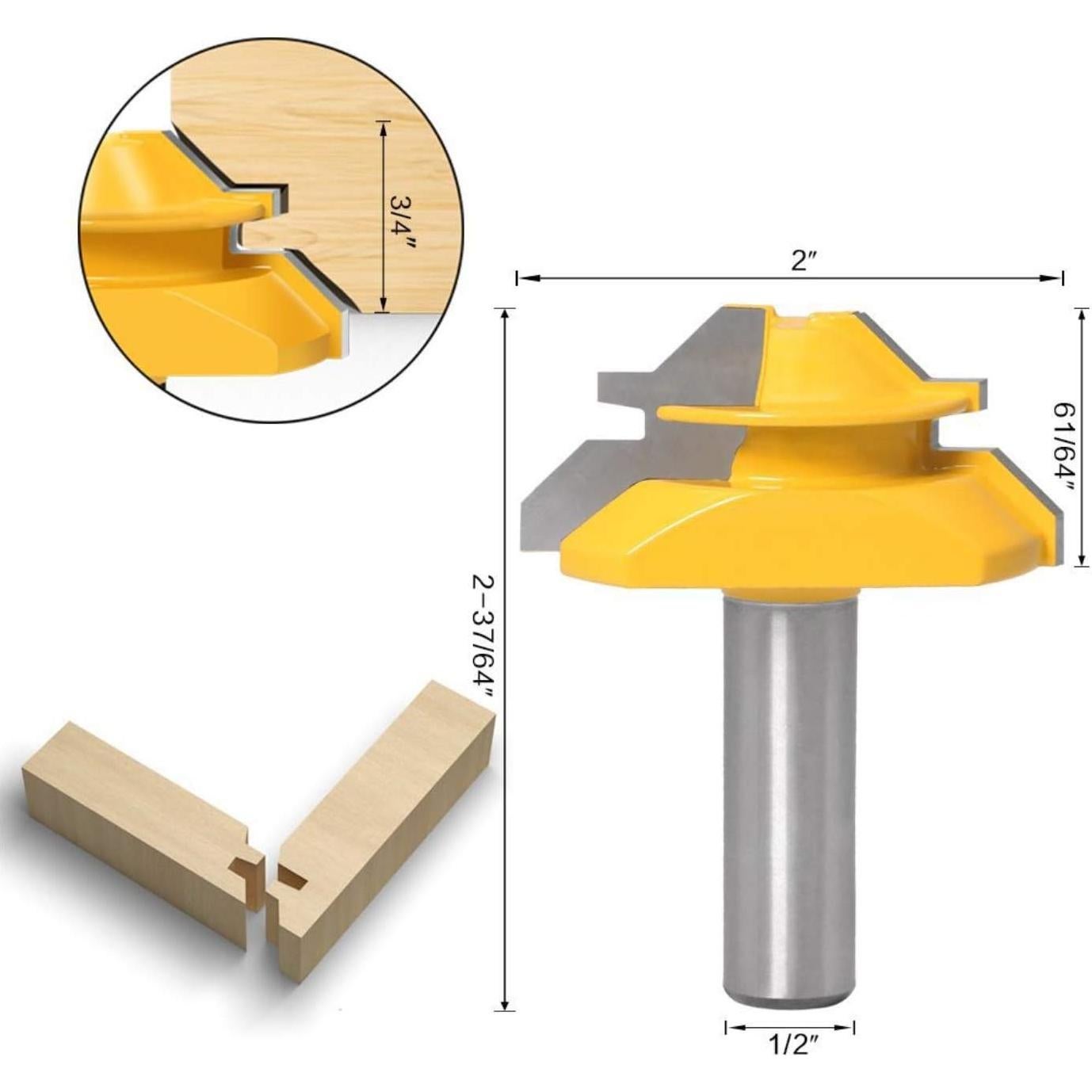 Cuchillas de Router APLUS 45 Grados + Juego de Lengüeta 2 Pzas