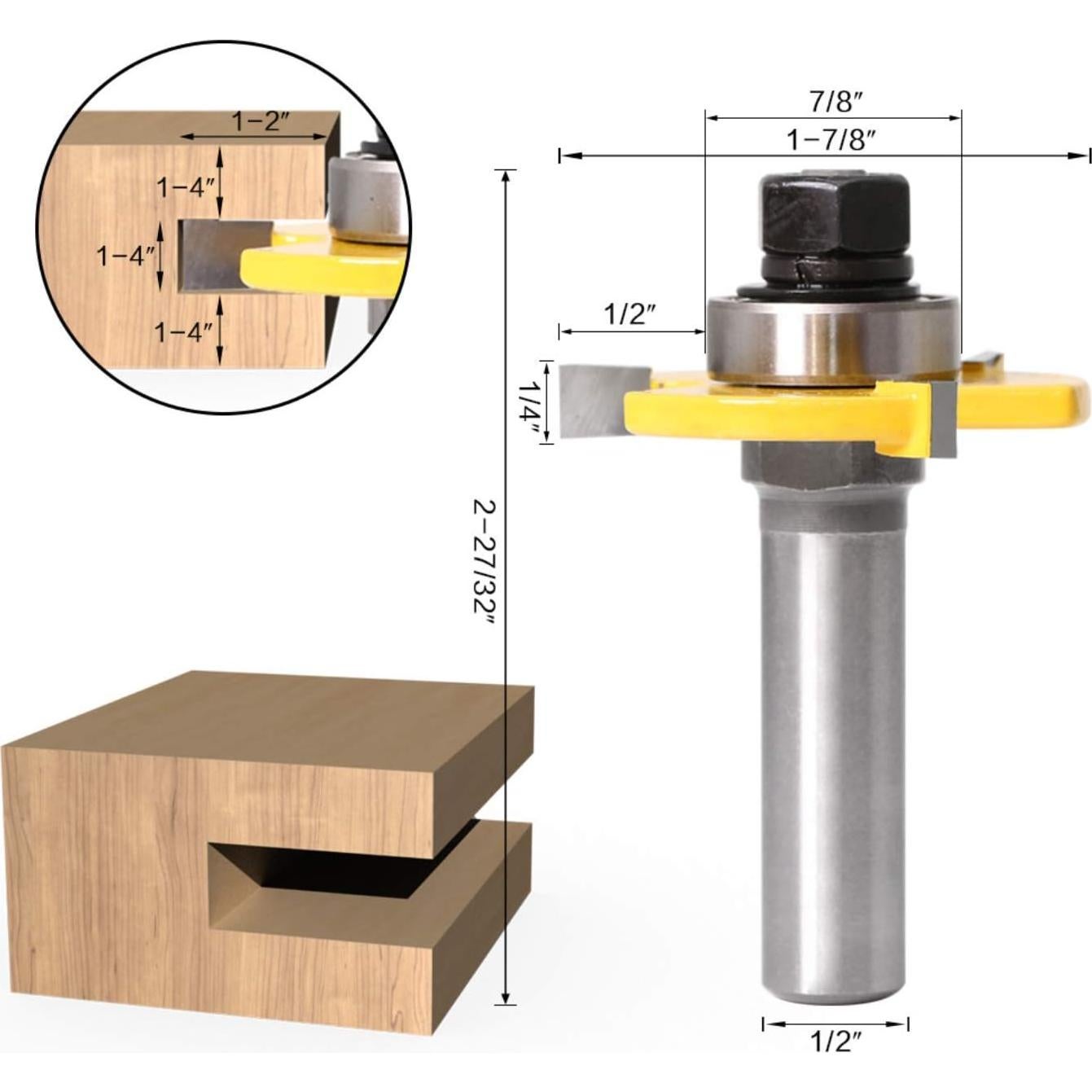 Cuchillas de Router APLUS 45 Grados + Juego de Lengüeta 2 Pzas