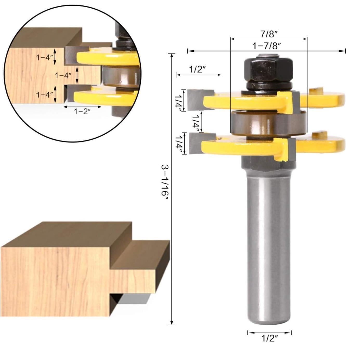 Cuchillas de Router APLUS 45 Grados + Juego de Lengüeta 2 Pzas