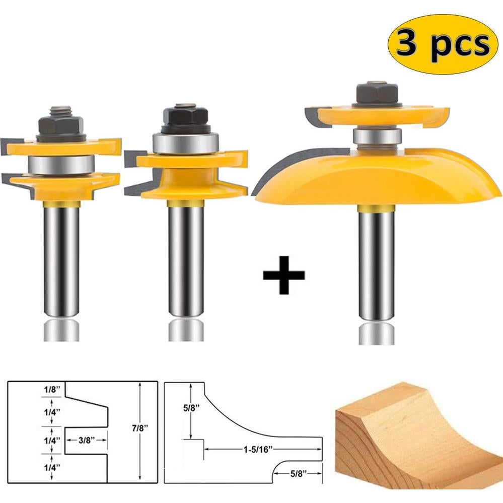 Juego de Brocas de Router LEATBUY 3 Pcs 12mm Carburo