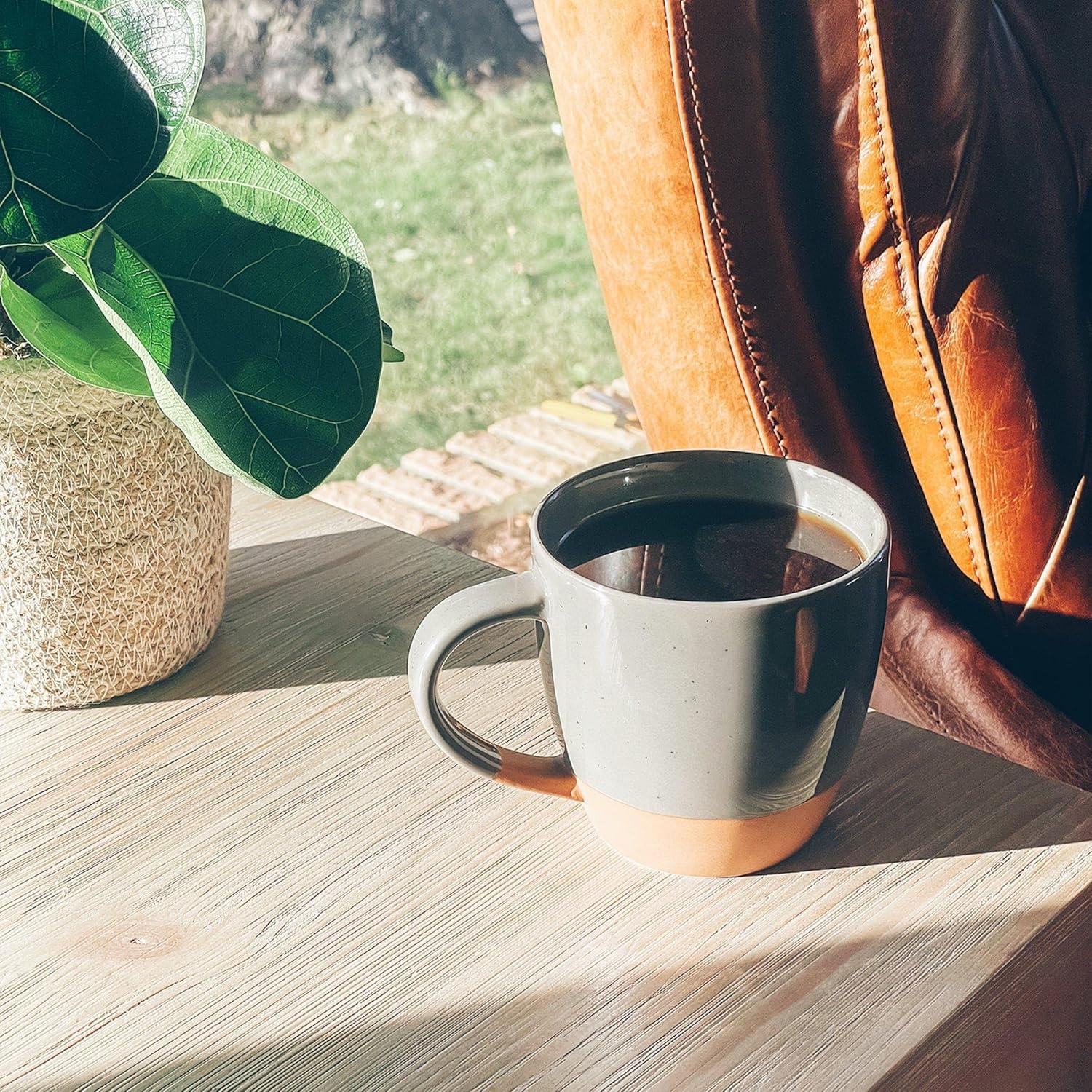 Juego de 4 Tazas de Latte Grande MORA Cerámica 0.47L Apta Microondas