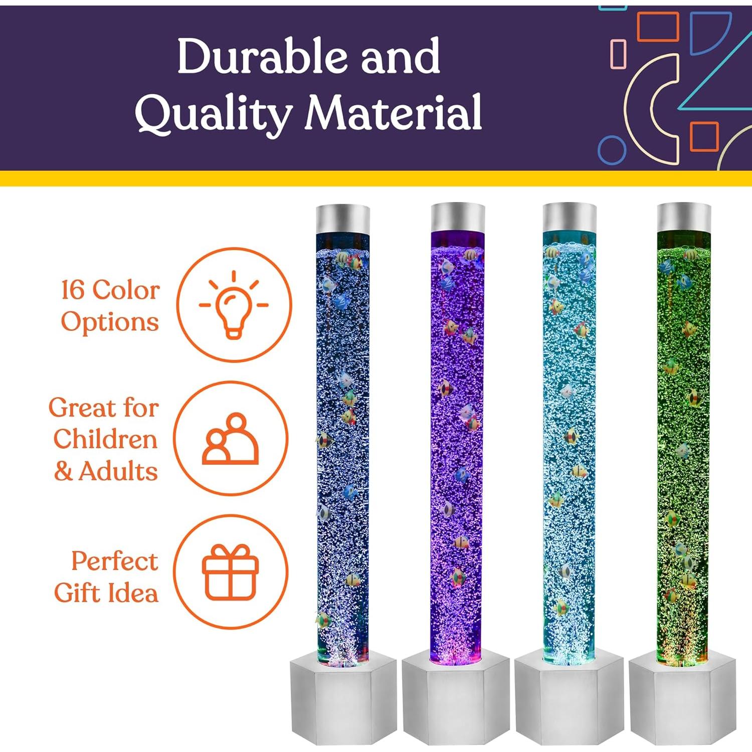 Tubo de Burbuja Sensorial LED 16 Colores con Peces - 152 cm