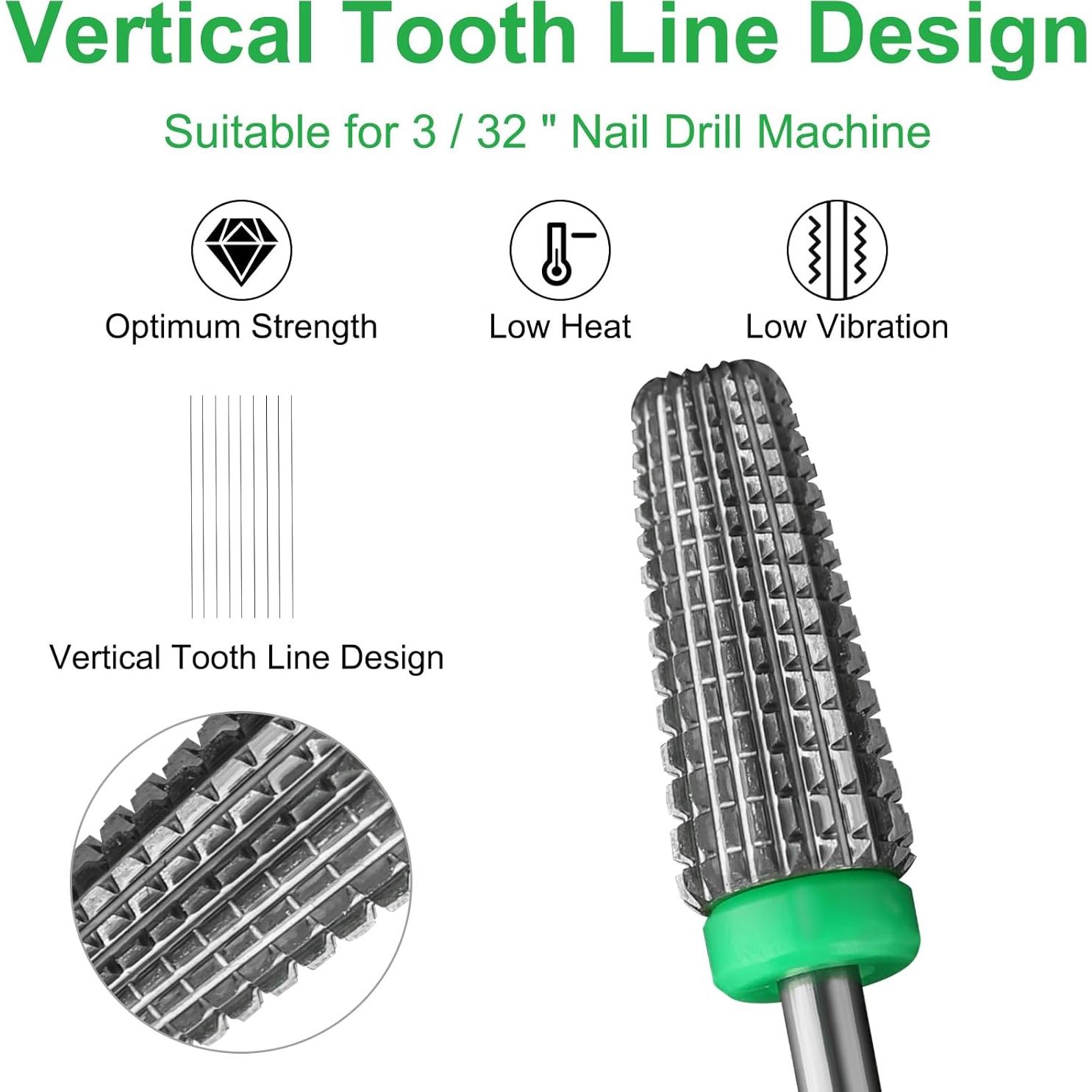 Brocas para Uñas 5 en 1 Carburo Tungsteno Grueso Plata