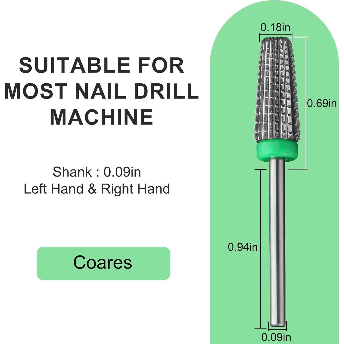 Brocas para Uñas 5 en 1 Carburo Tungsteno Grueso Plata