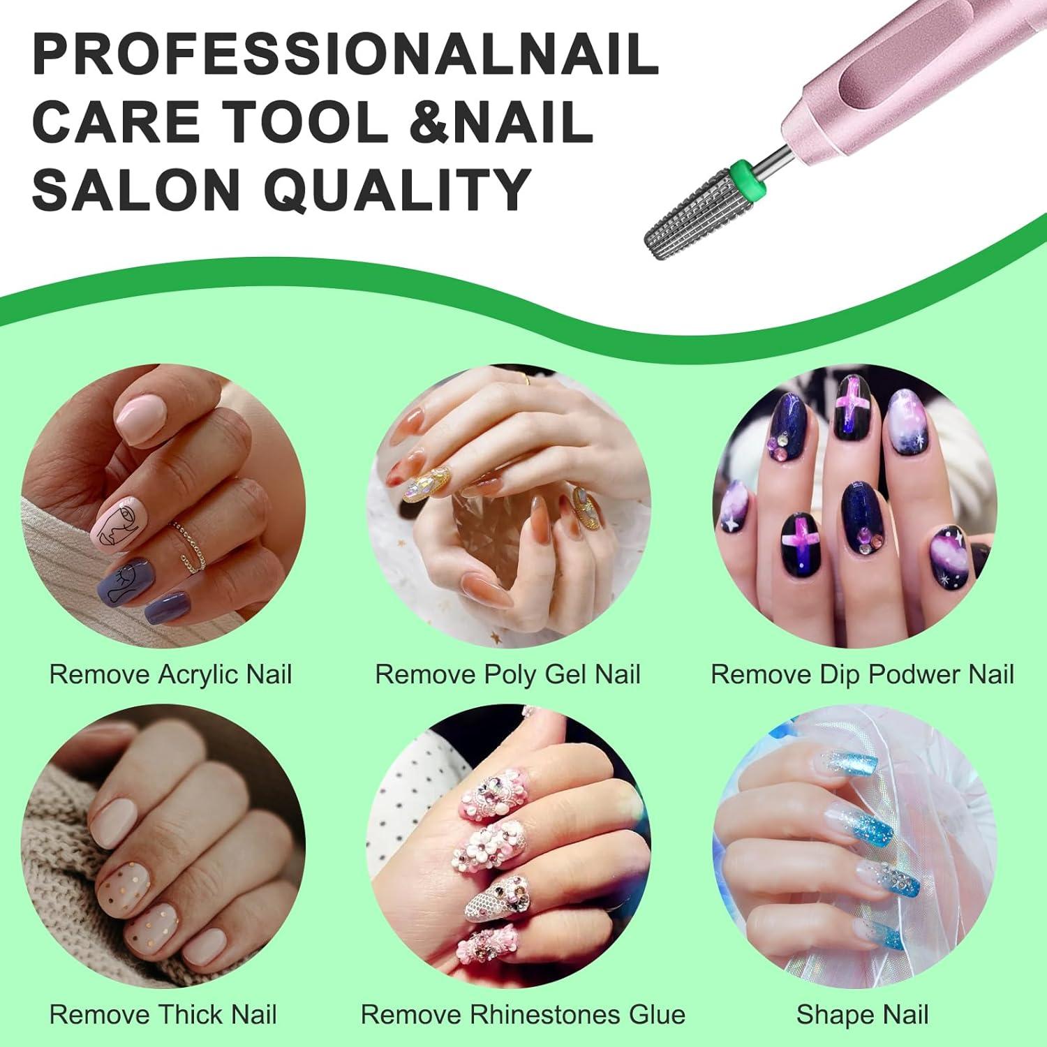 Brocas para Uñas 5 en 1 Carburo Tungsteno Grueso Plata