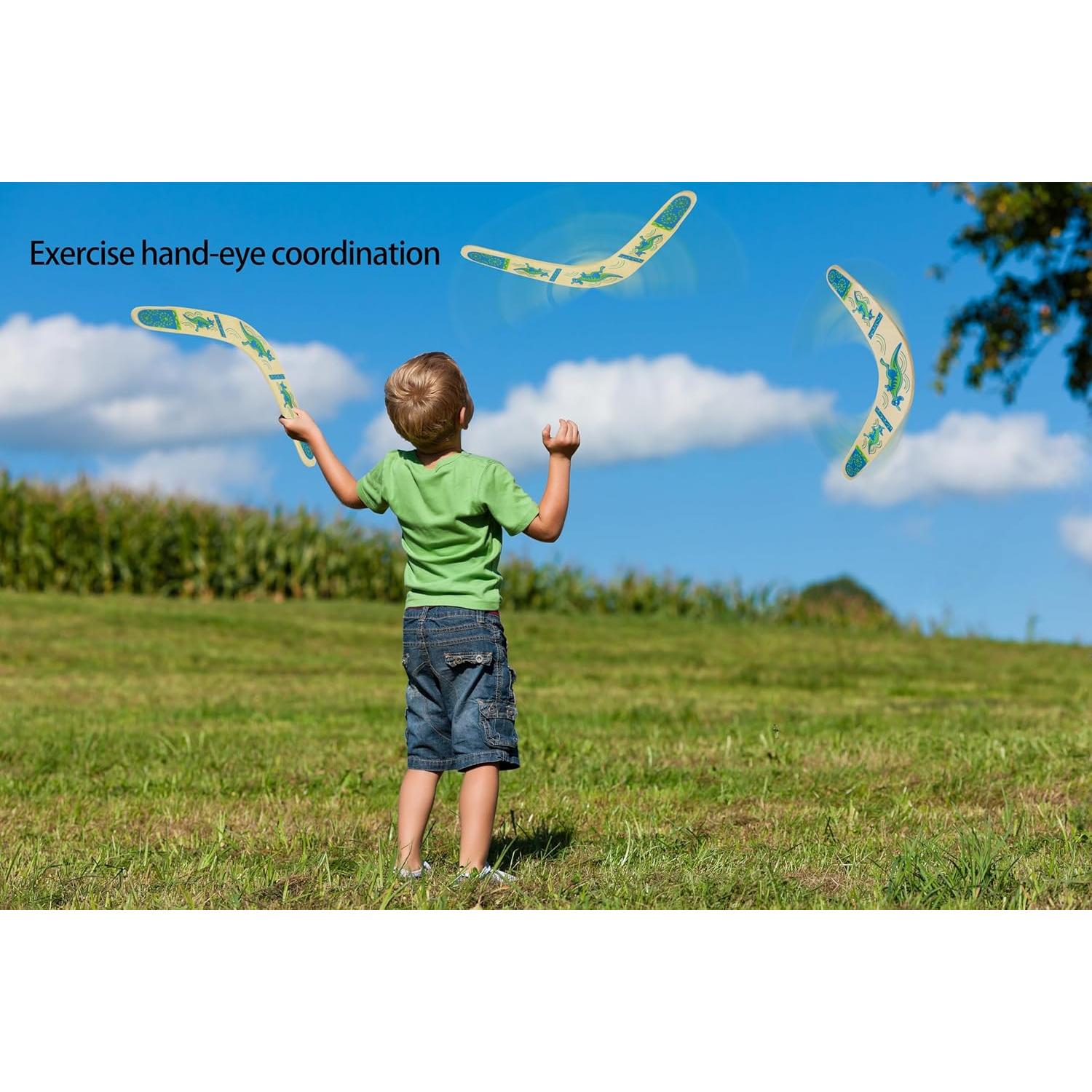 Boomerang de Madera Alreczio Azul para Niños y Adultos