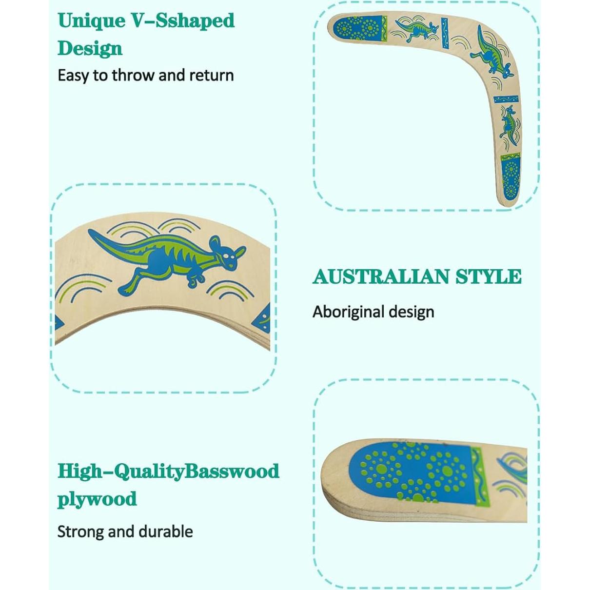 Boomerang de Madera Alreczio Azul para Niños y Adultos