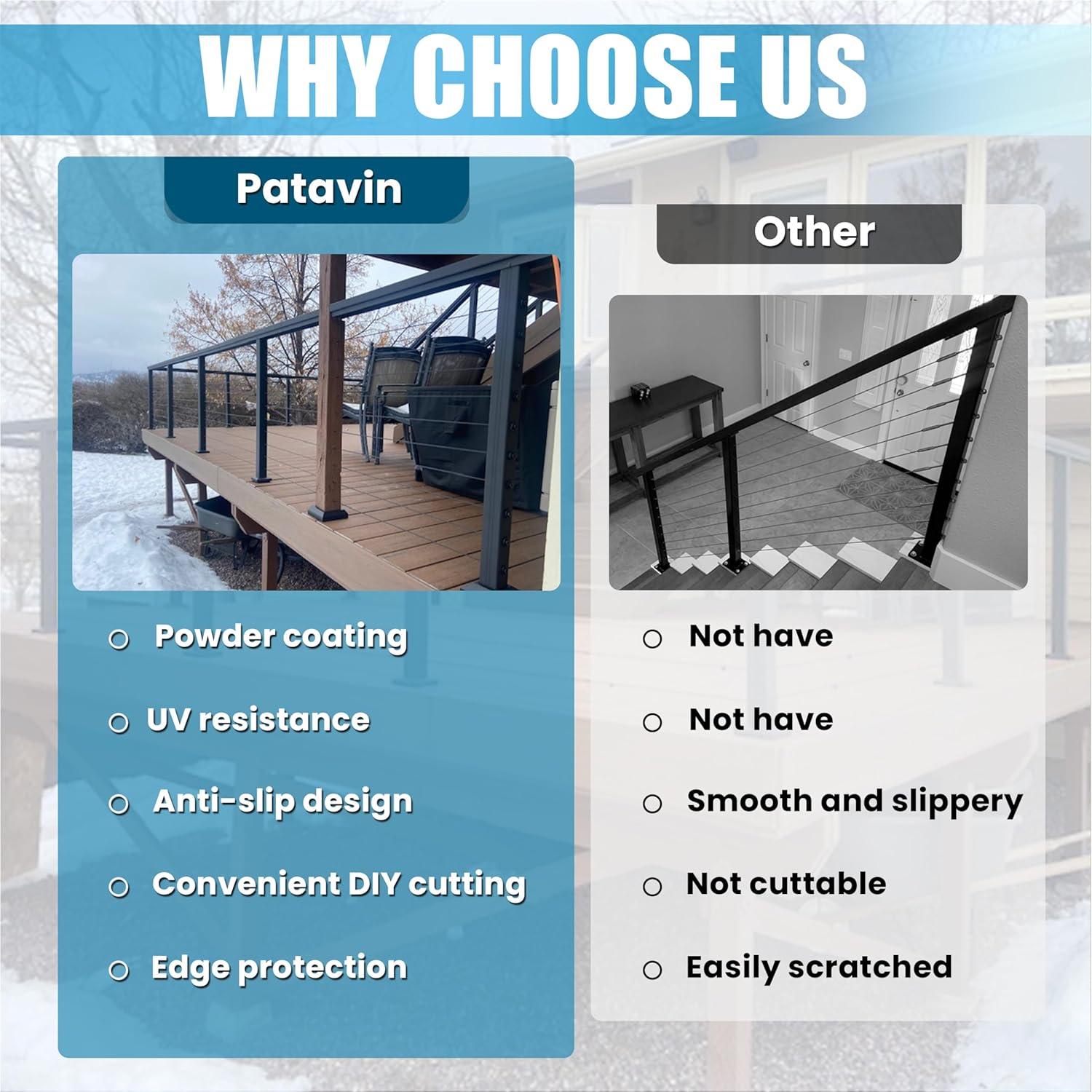 Poste de Barandilla de Cable Patavin 91.44 cm Metal Negro