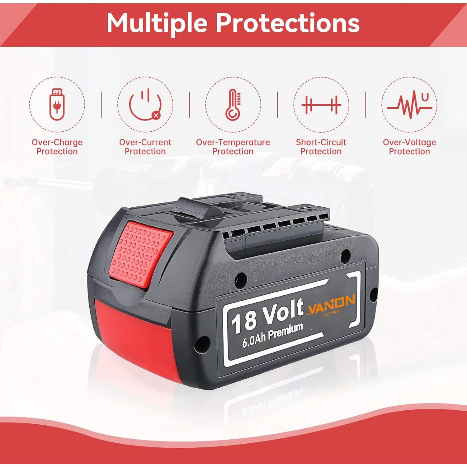 VANON Baterías de Reemplazo 18V 6000mAh para Bosch BAT609