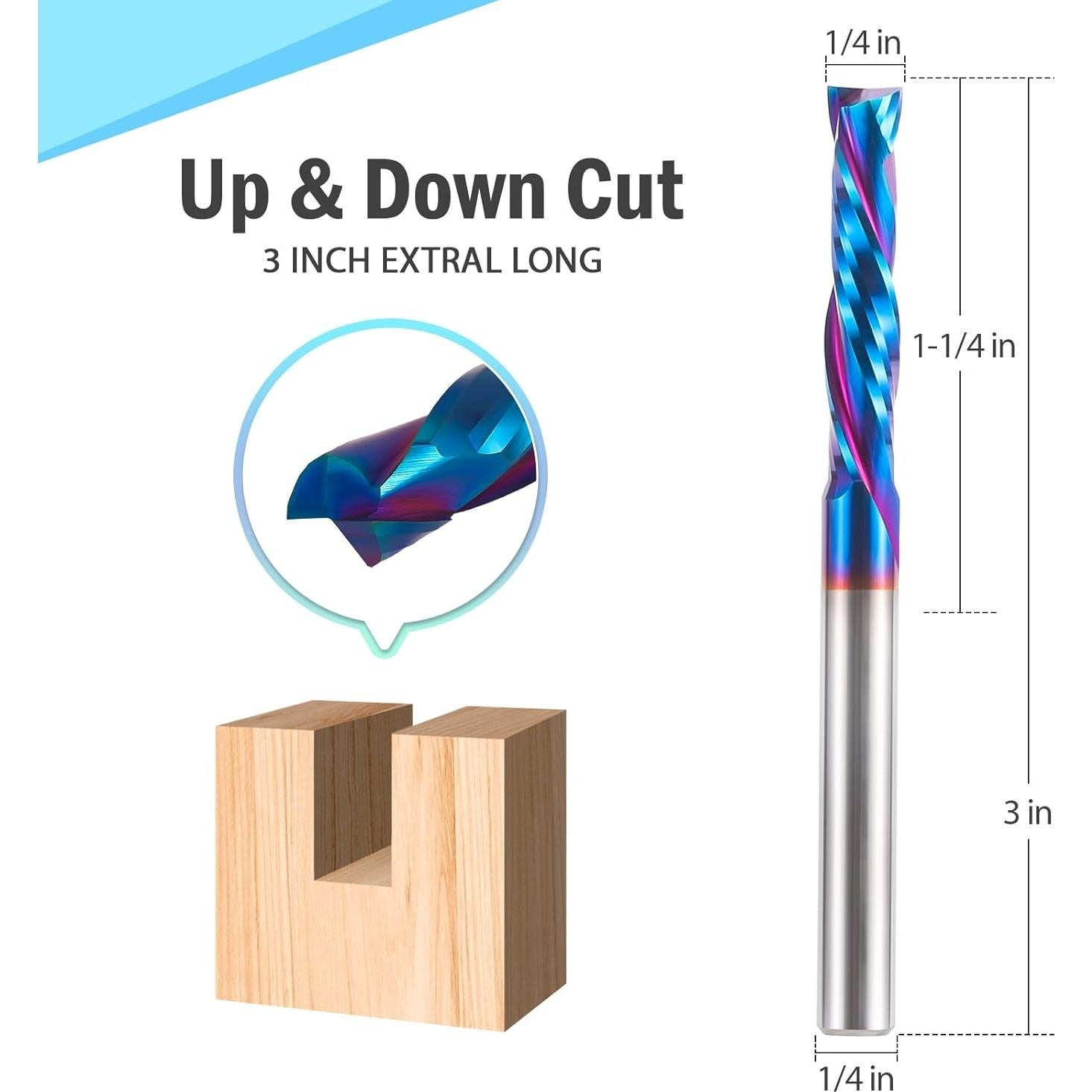 Broca Espiral Extra Larga HQMaster 1/4" Carburo Nano Azul 7.62 cm