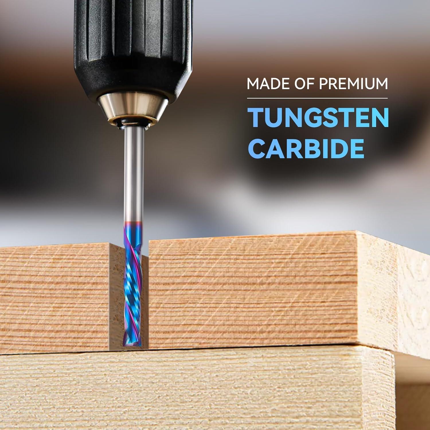 Broca Espiral Extra Larga HQMaster 1/4" Carburo Nano Azul 7.62 cm