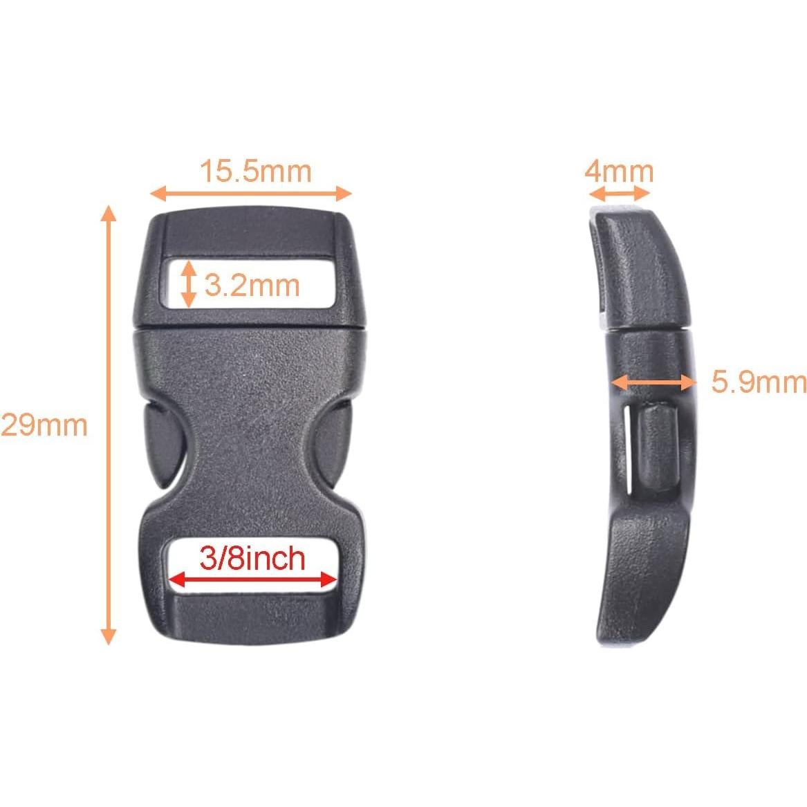 Paquete de 100 Clips de Pulsera de Paracord 3/8" POM