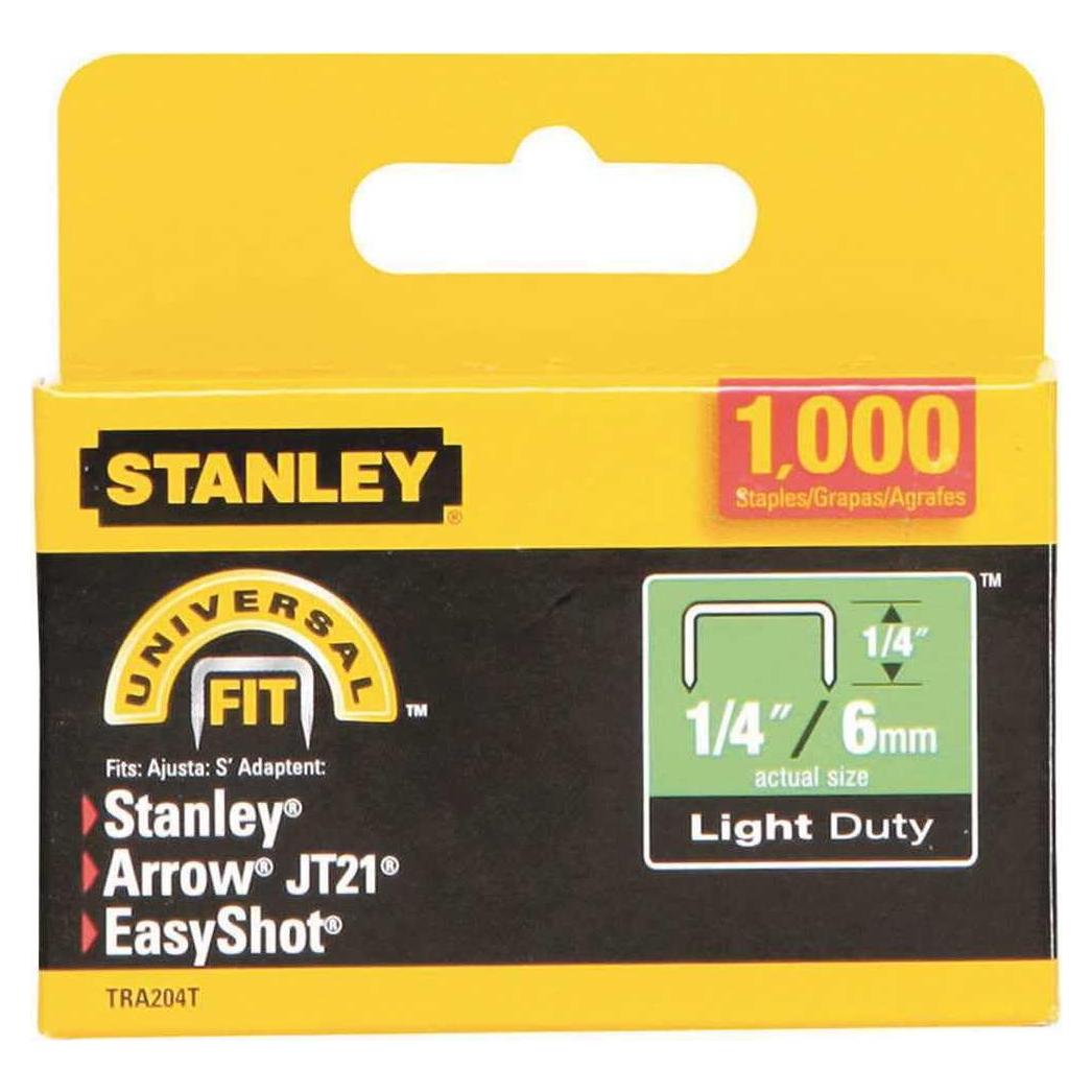 Grapas de Corona Estrecha Stanley TRA204T 1/4" 1000 Unidades