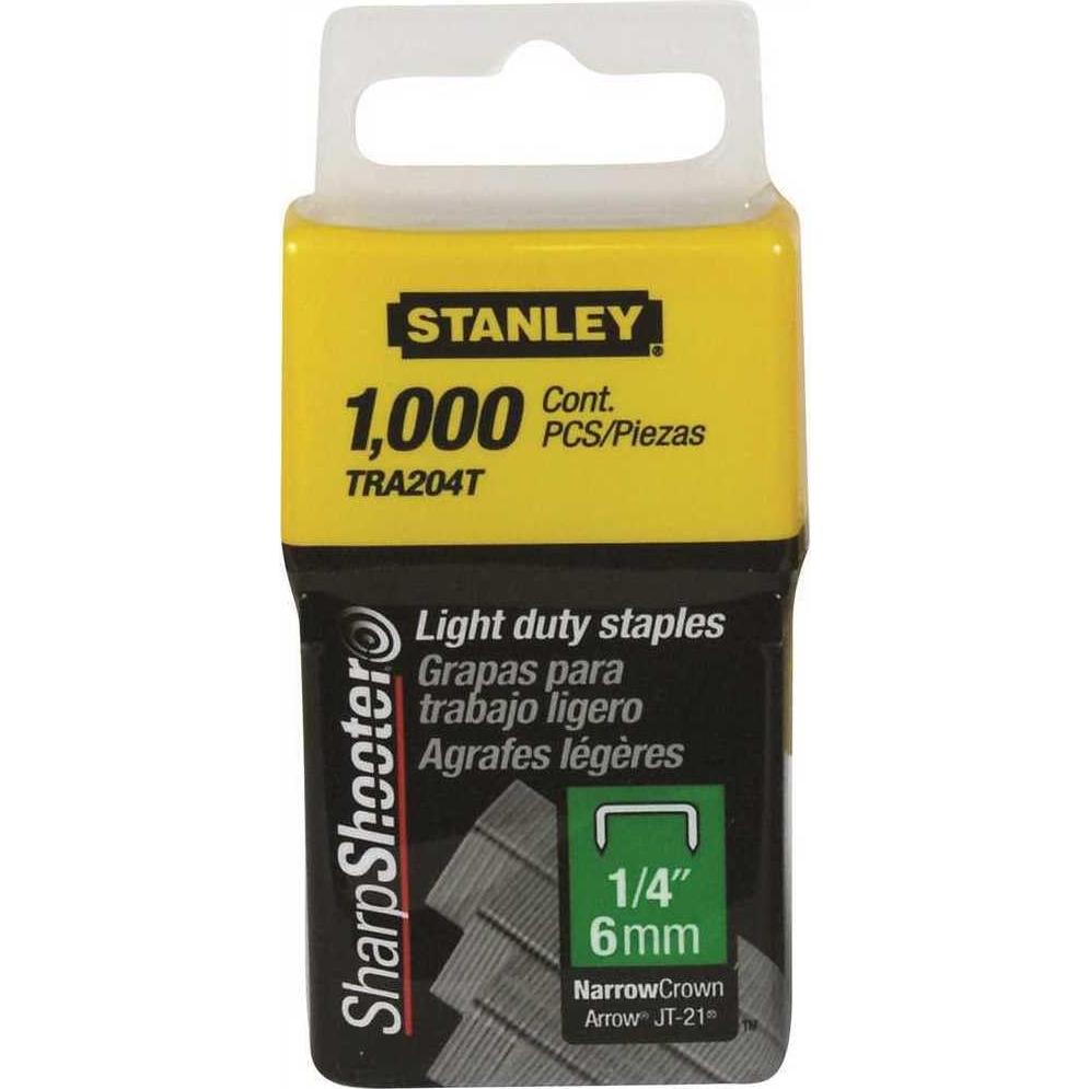 Grapas de Corona Estrecha Stanley TRA204T 1/4" 1000 Unidades