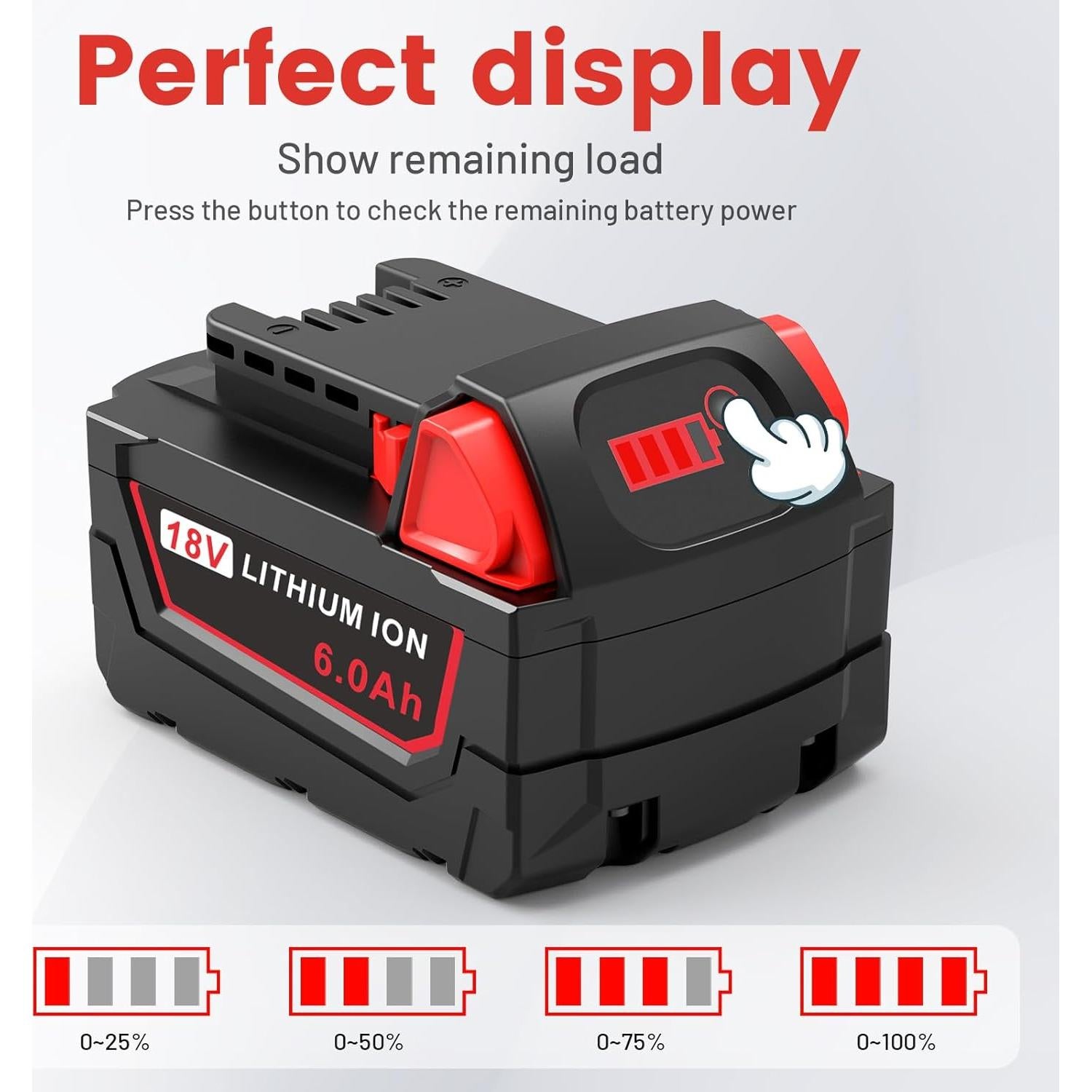 Batería de Litio 6.0Ah 18V para Milwaukee M18 - Reemplazo