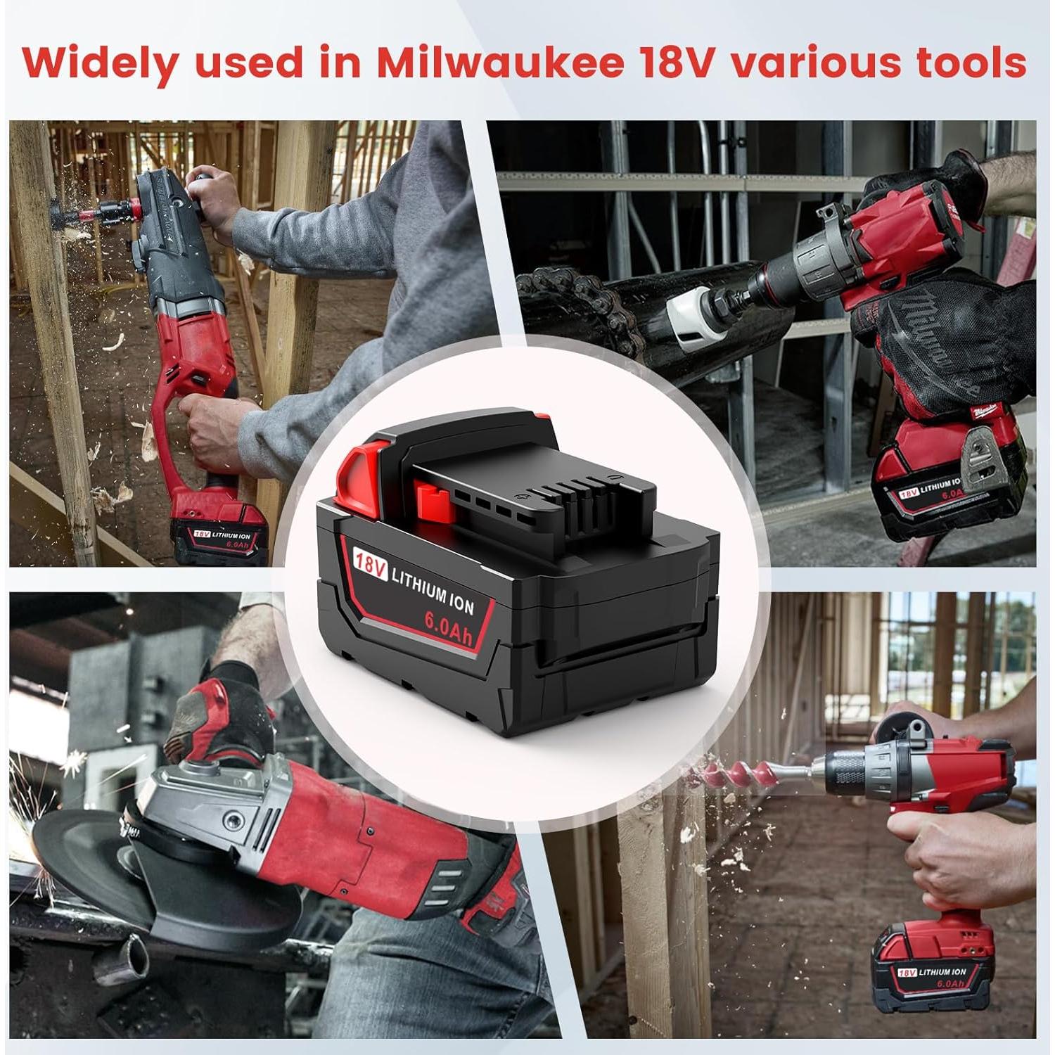 Batería de Litio 6.0Ah 18V para Milwaukee M18 - Reemplazo