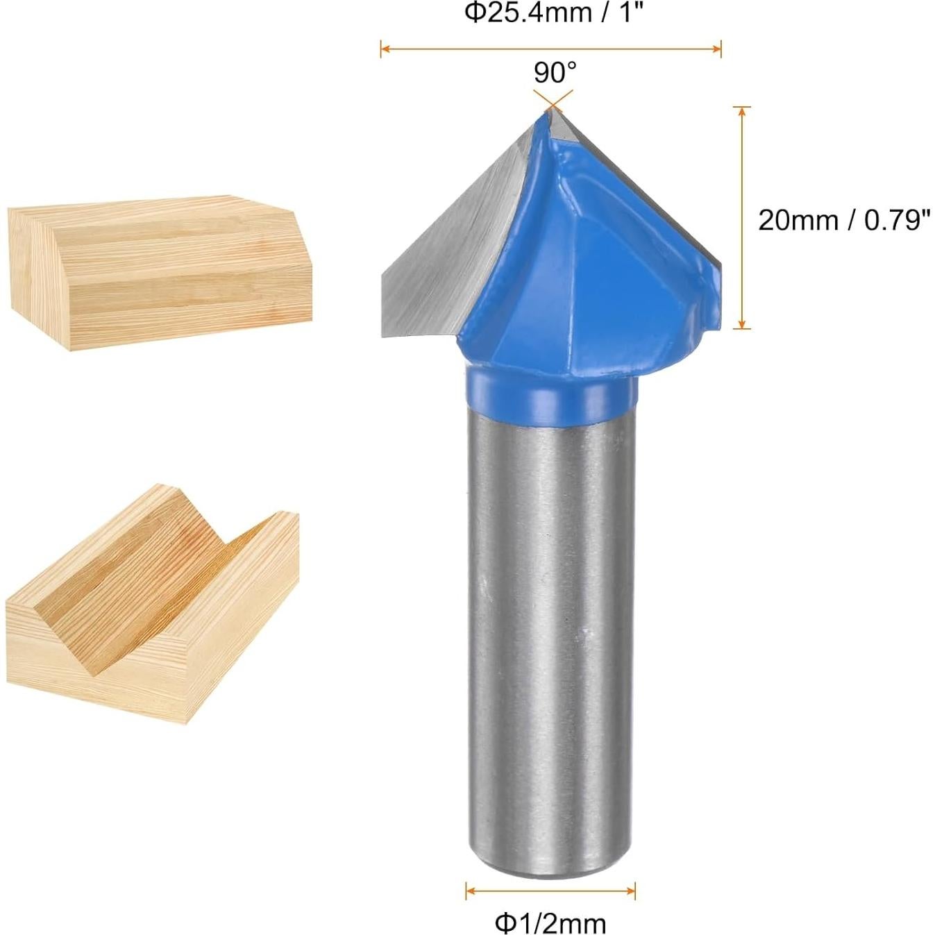 Brocas de Router HARFINGTON 25.4mm Carburo 90 Grados para Madera