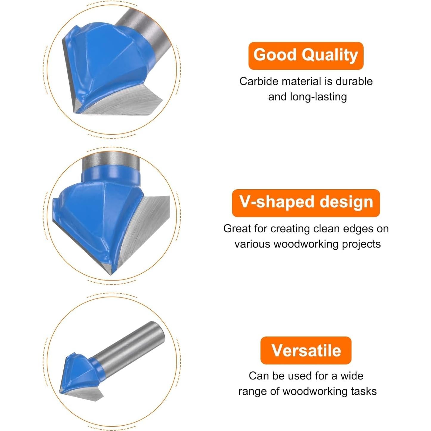 Brocas de Router HARFINGTON 25.4mm Carburo 90 Grados para Madera