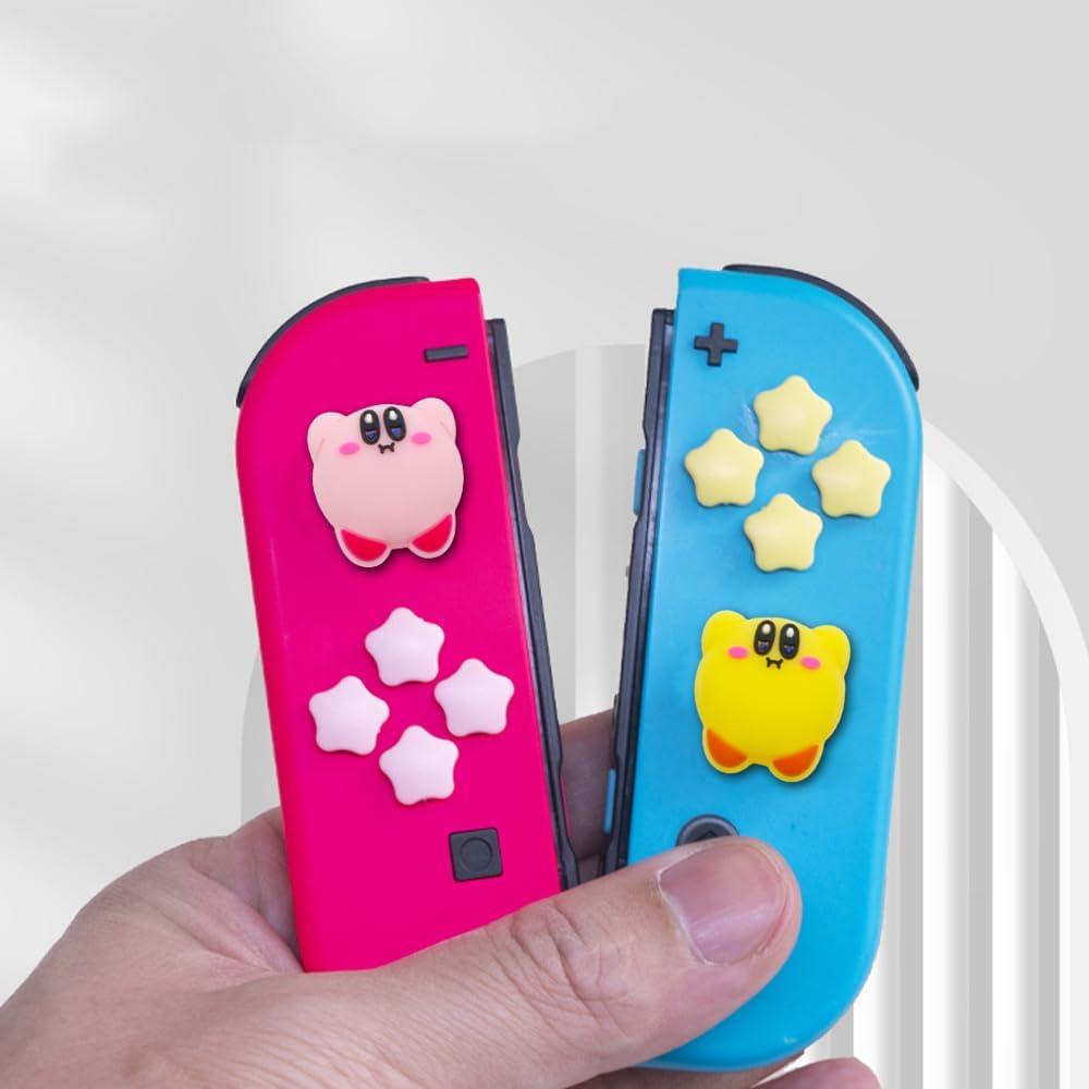 Tapas de Botones D-Pad Silicona PERFECTSIGHT para Switch - Rosa y Amarillo