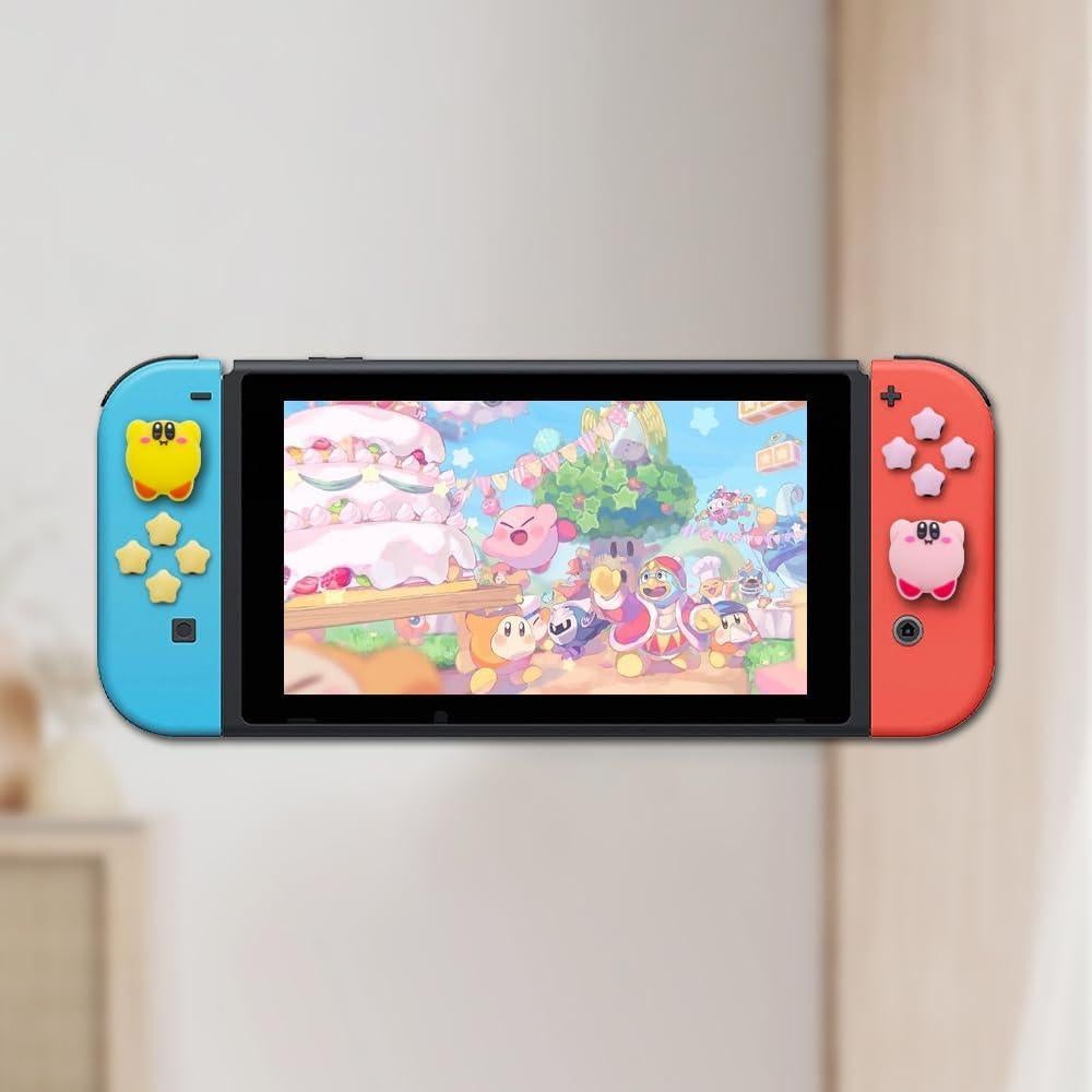 Tapas de Botones D-Pad Silicona PERFECTSIGHT para Switch - Rosa y Amarillo