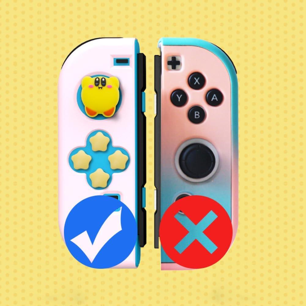 Tapas de Botones D-Pad Silicona PERFECTSIGHT para Switch - Rosa y Amarillo