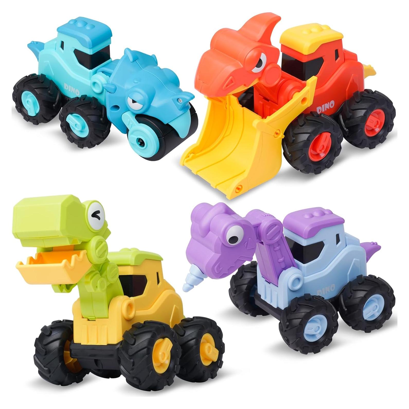 Juguetes de coches de dinosaurio LiKee - 4 piezas para 18 meses+