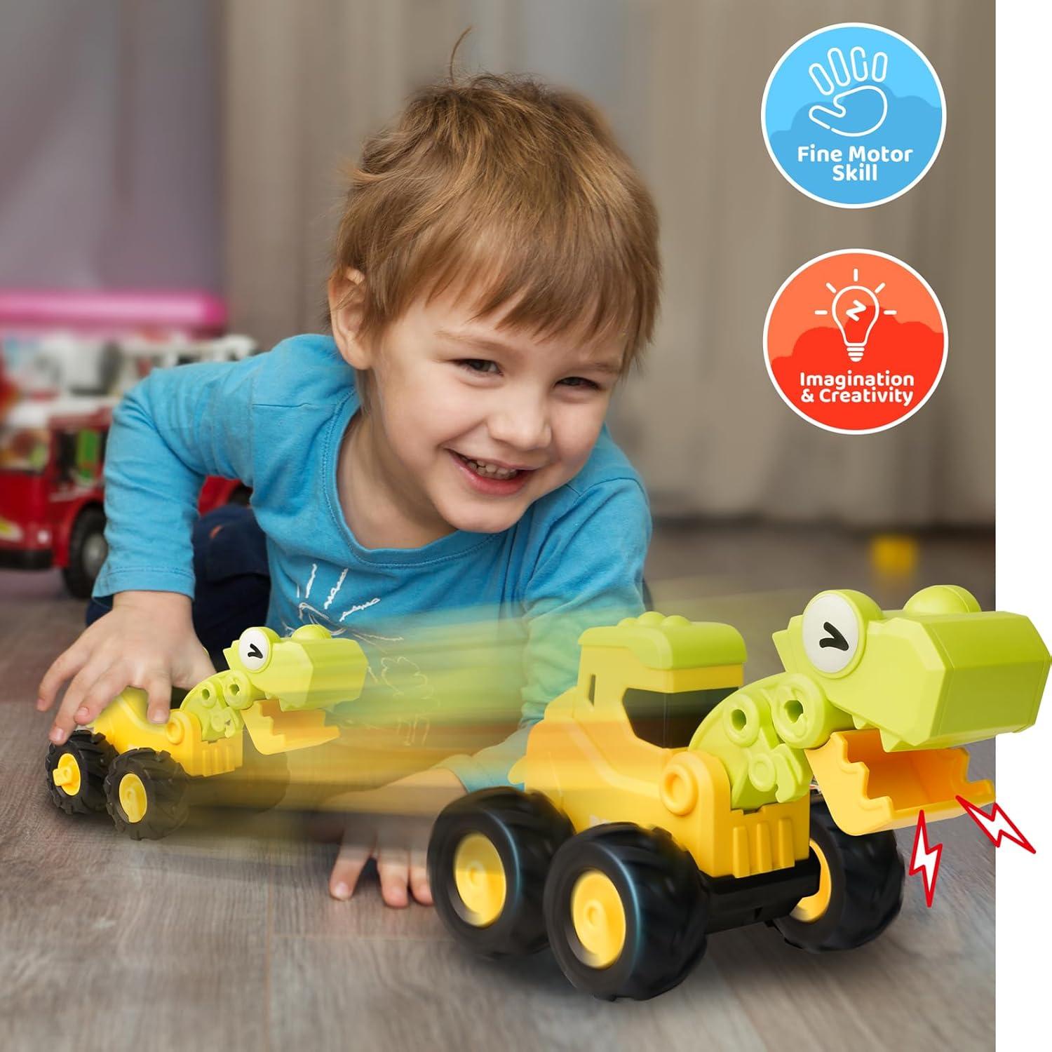 Juguetes de coches de dinosaurio LiKee - 4 piezas para 18 meses+