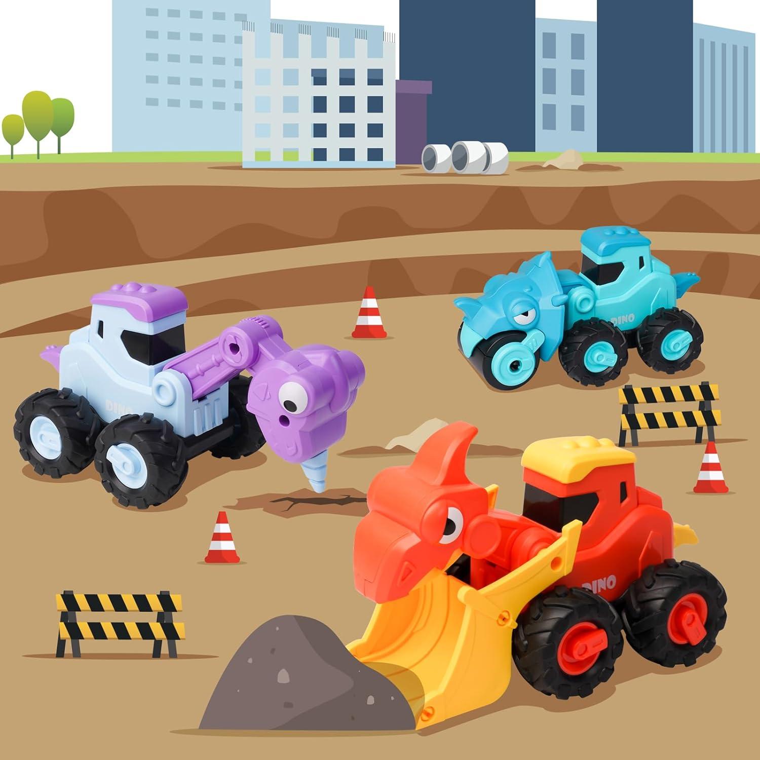 Juguetes de coches de dinosaurio LiKee - 4 piezas para 18 meses+