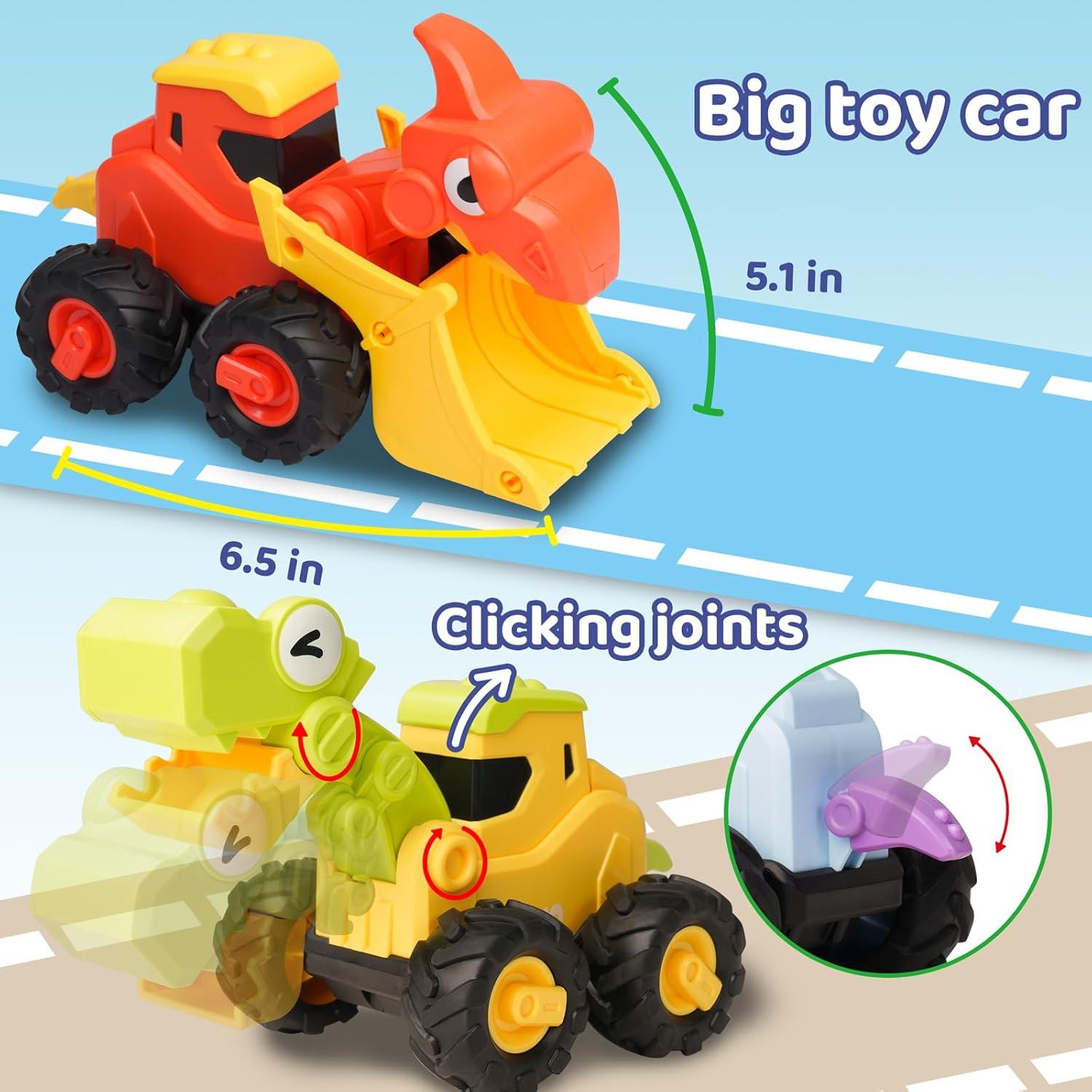 Juguetes de coches de dinosaurio LiKee - 4 piezas para 18 meses+