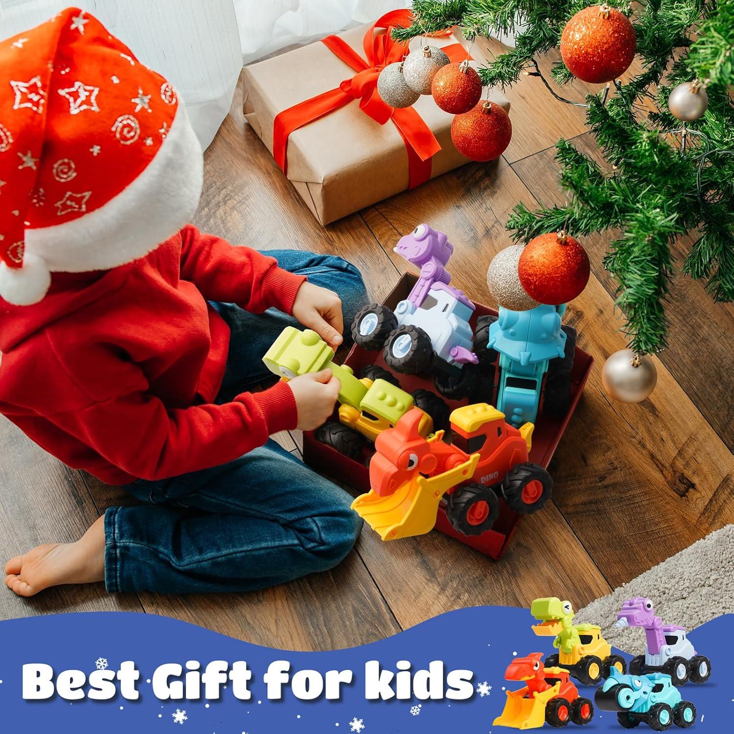 Juguetes de coches de dinosaurio LiKee - 4 piezas para 18 meses+