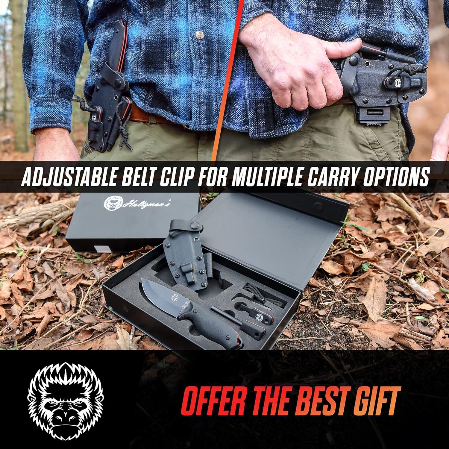 Bloodline Fixed Blade Knife with Sheath - Full Tang 1095 High Carbon Steel - Outdoor Bushcraft & Hunting Knife for Survival Gear