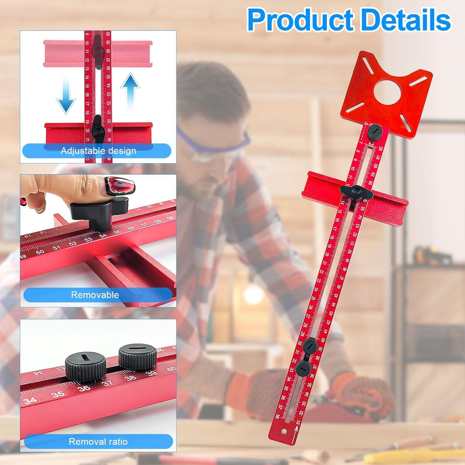 Plantilla de Corte Circular Router JEEJINYAN 4 en 1 - Aluminio Rojo