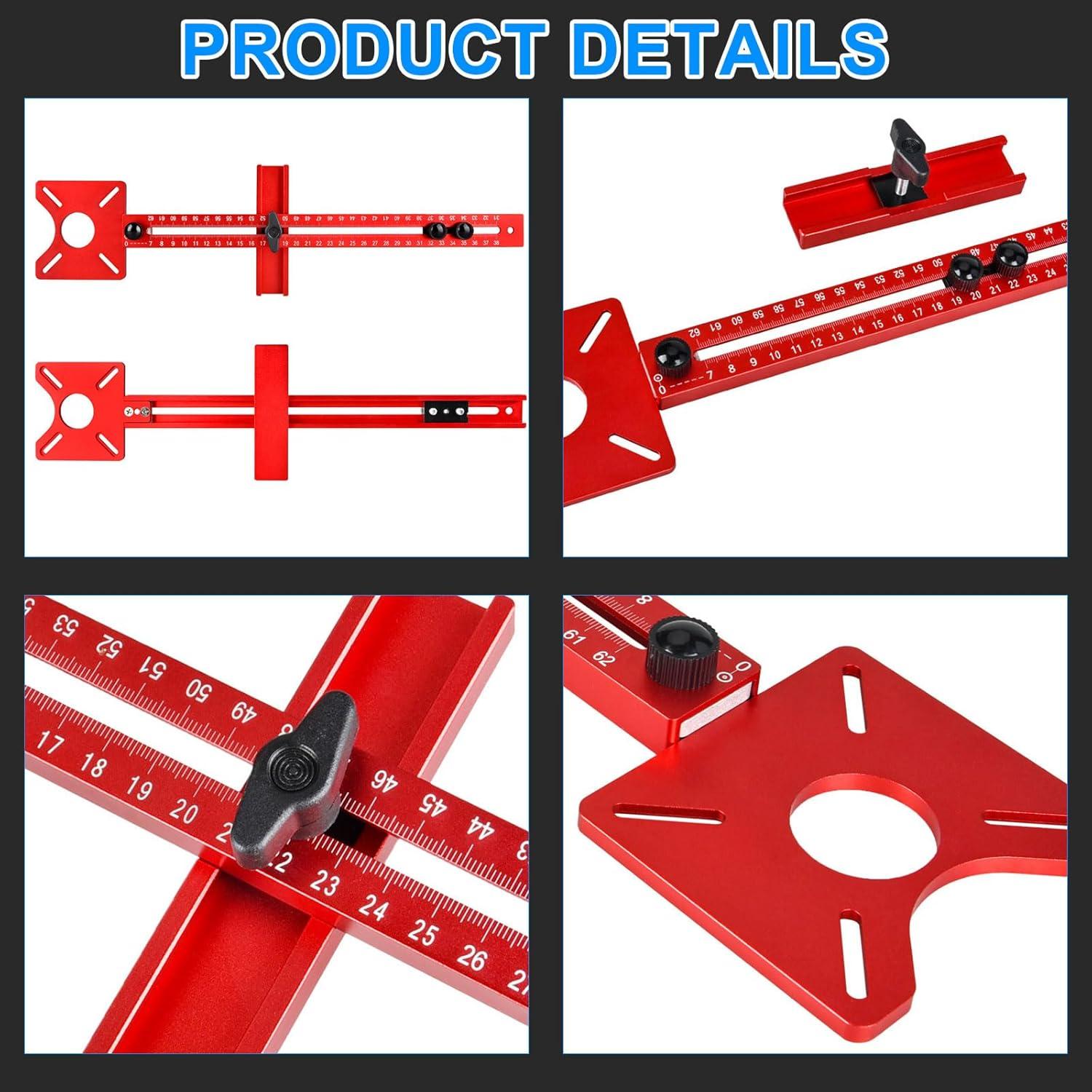 Plantilla de Corte Circular Router JEEJINYAN 4 en 1 - Aluminio Rojo