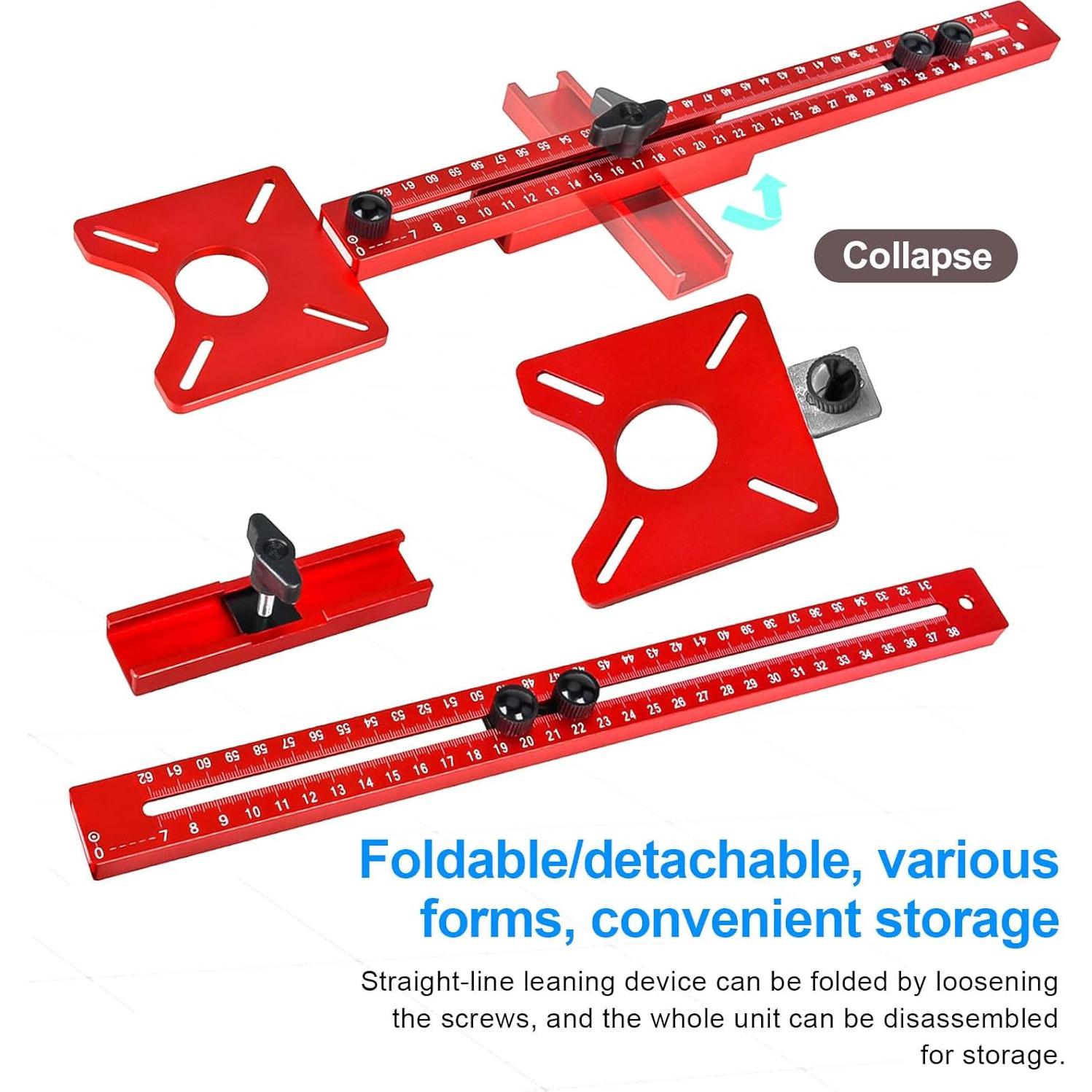 Plantilla de Corte Circular Router JEEJINYAN 4 en 1 - Aluminio Rojo