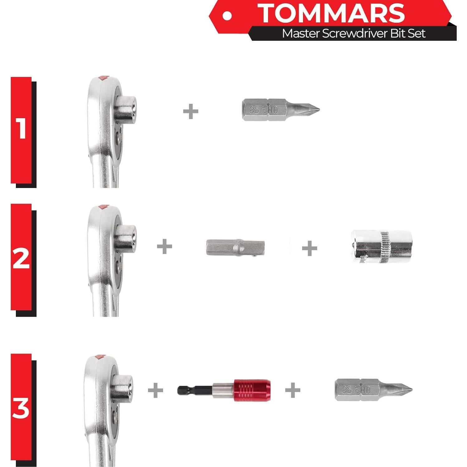 Juego de 102 Piezas de Puntas de Destornillador TOMMARS S2