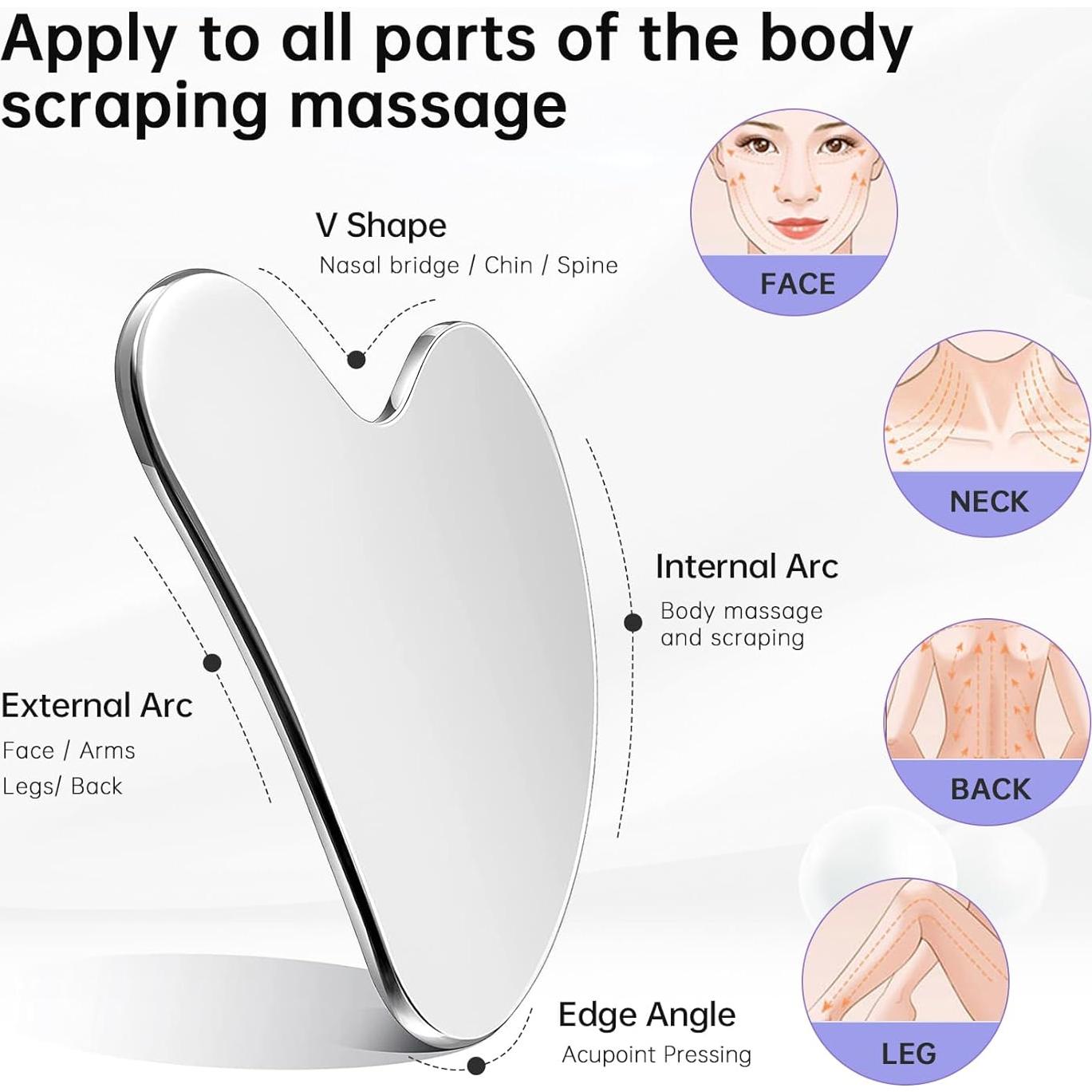 Gua Sha de Acero Inoxidable CUTELIILI - Masaje Facial y Corporal