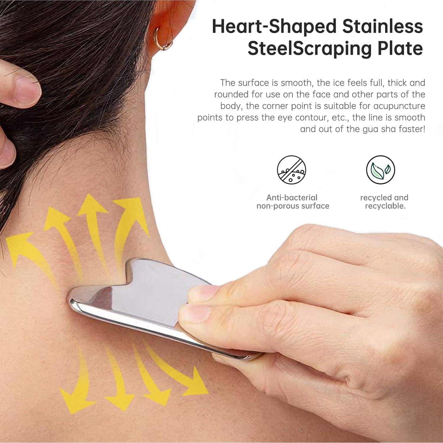 Gua Sha de Acero Inoxidable CUTELIILI - Masaje Facial y Corporal