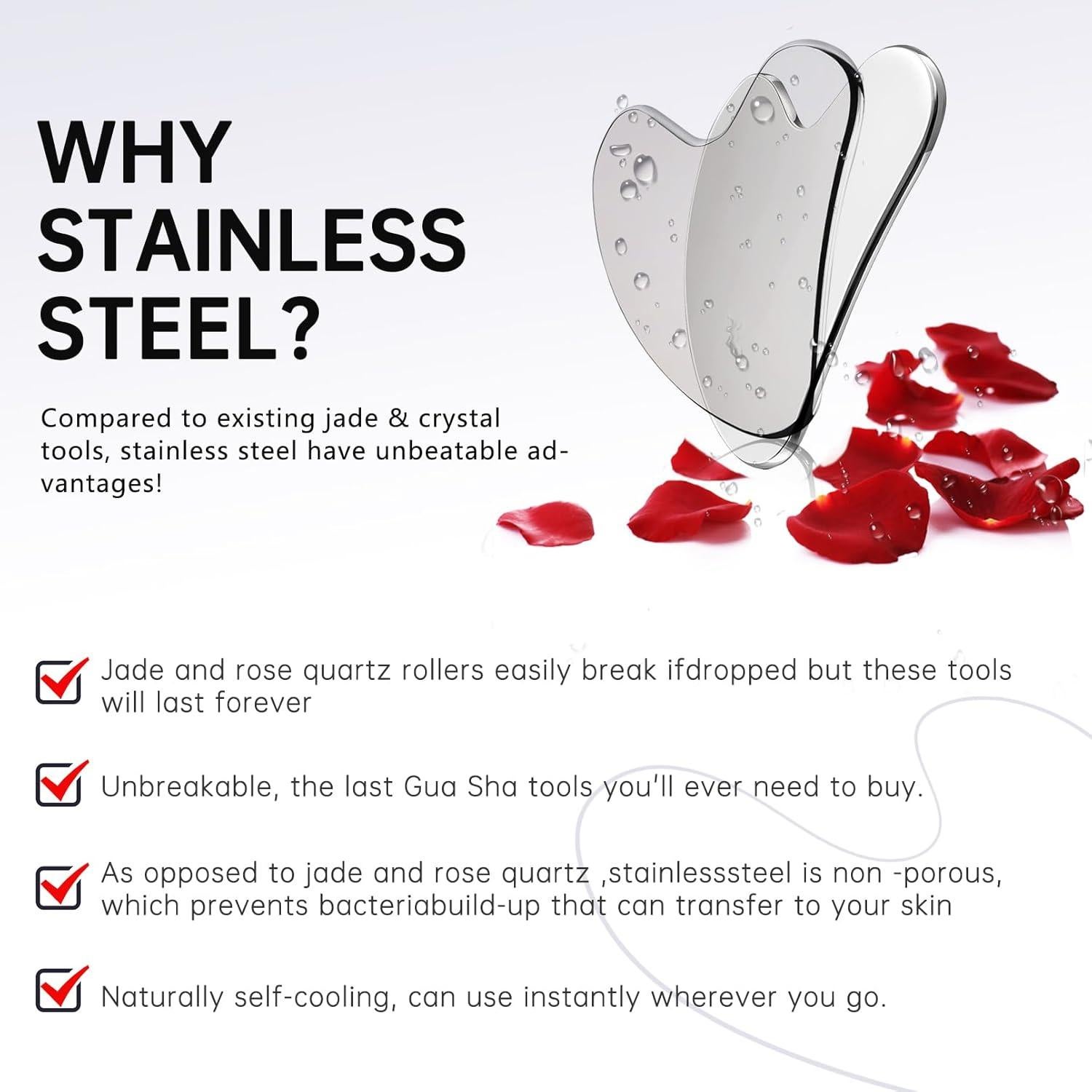 Gua Sha de Acero Inoxidable CUTELIILI - Masaje Facial y Corporal