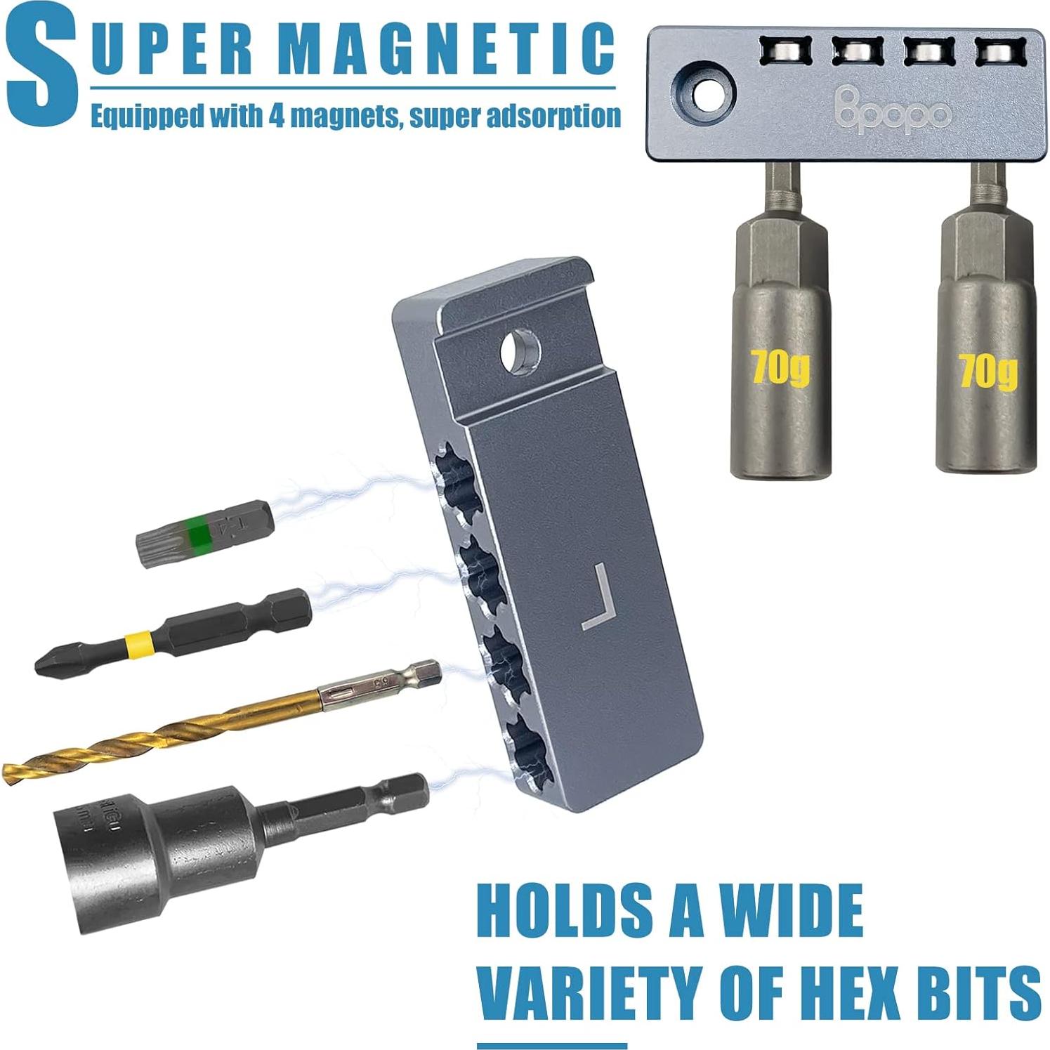 Soporte Magnético de Bits Hexagonales BPOPO para Taladro 1 Unidad