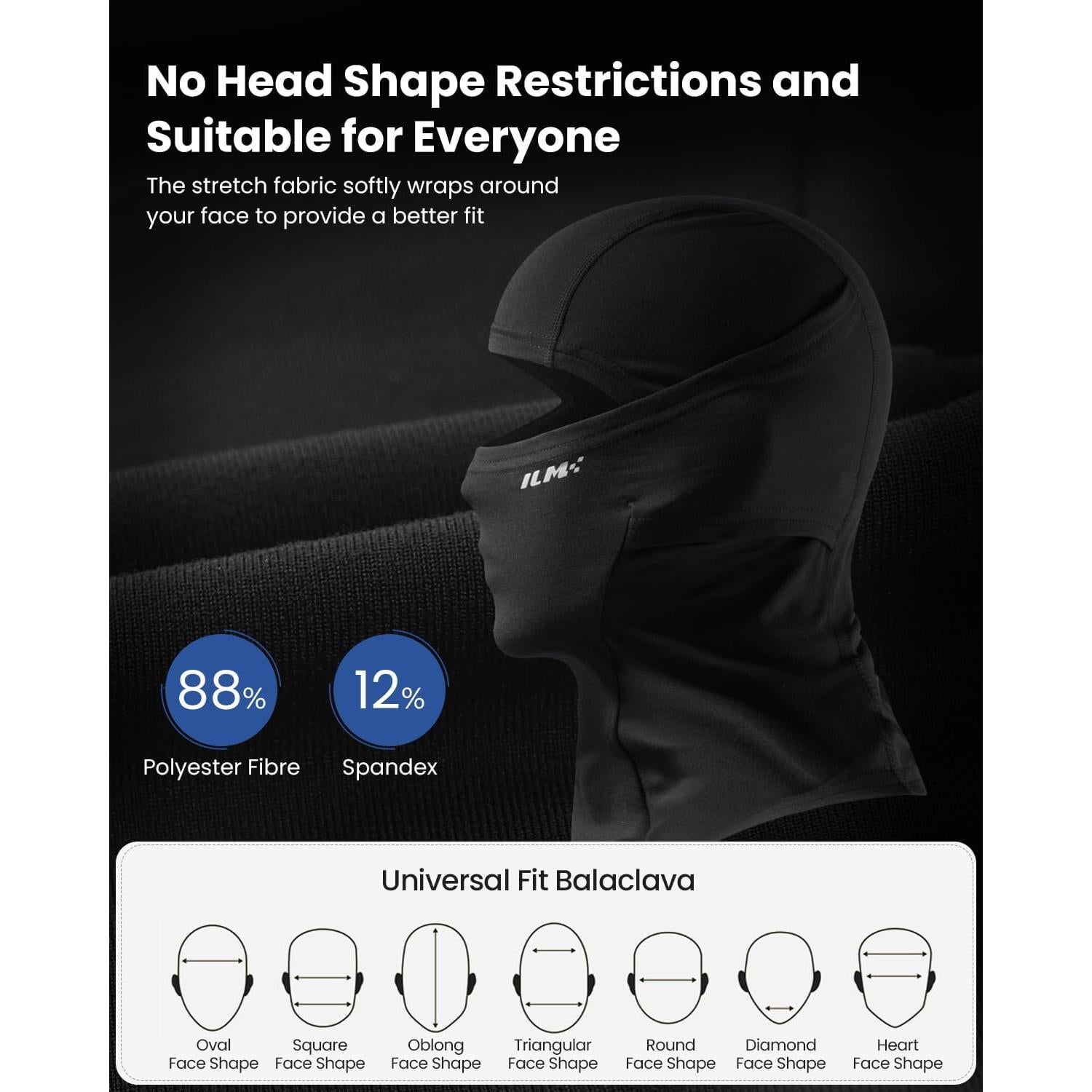 Máscara Facial Balaclava ILM FM01 para Motocicleta Negra