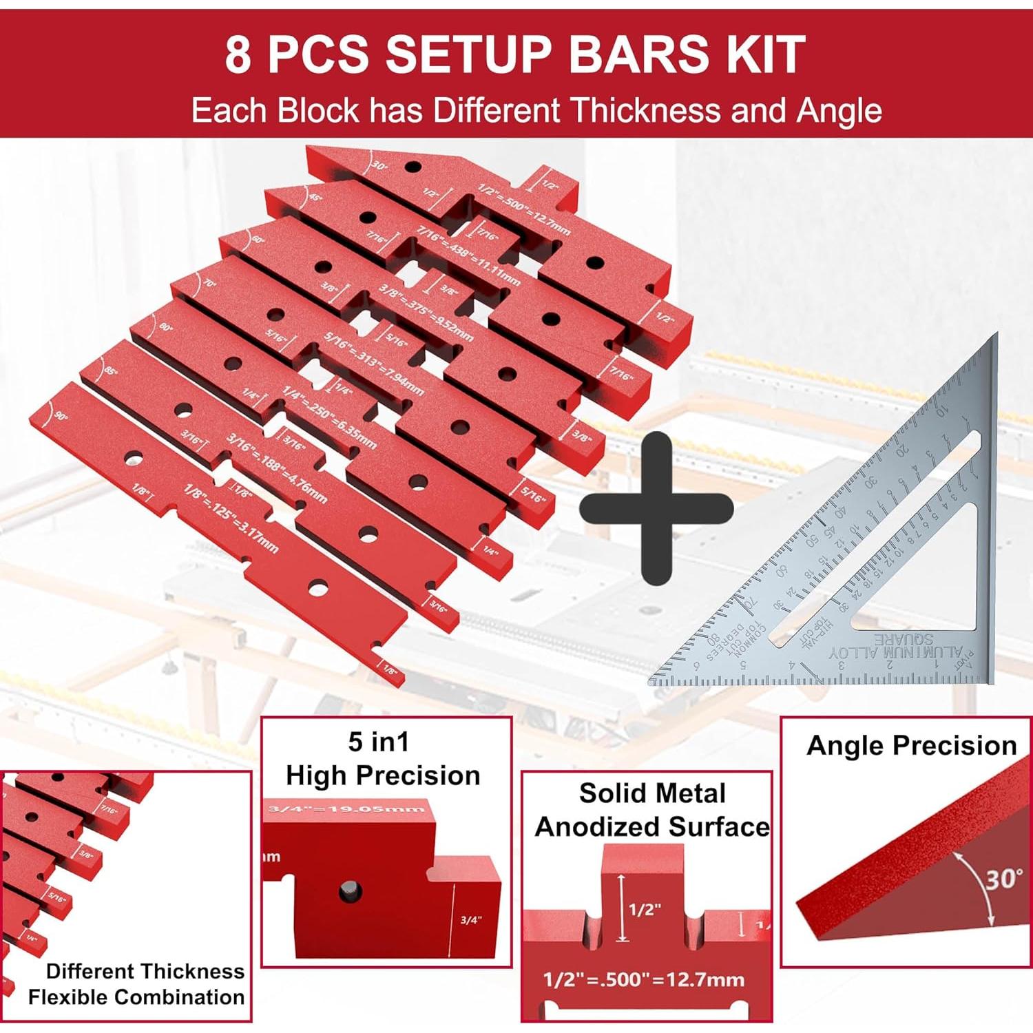 Bloques de Configuración de Carpintería Yqwwda 7 Pcs Aluminio