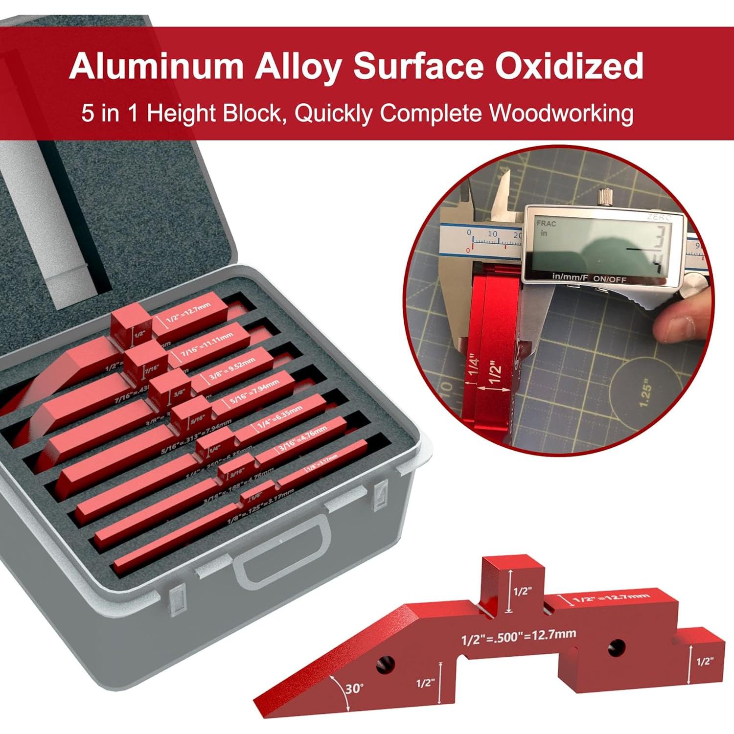 Bloques de Configuración de Carpintería Yqwwda 7 Pcs Aluminio