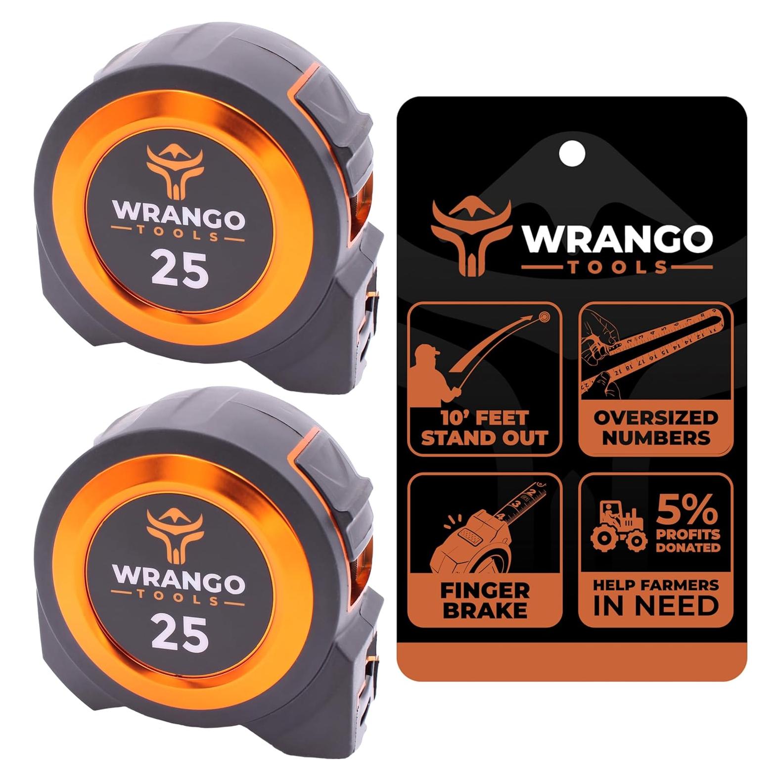 Cinta Métrica Wrango Tools 25 PIES (2PK) - Doble Cara, Bloqueo